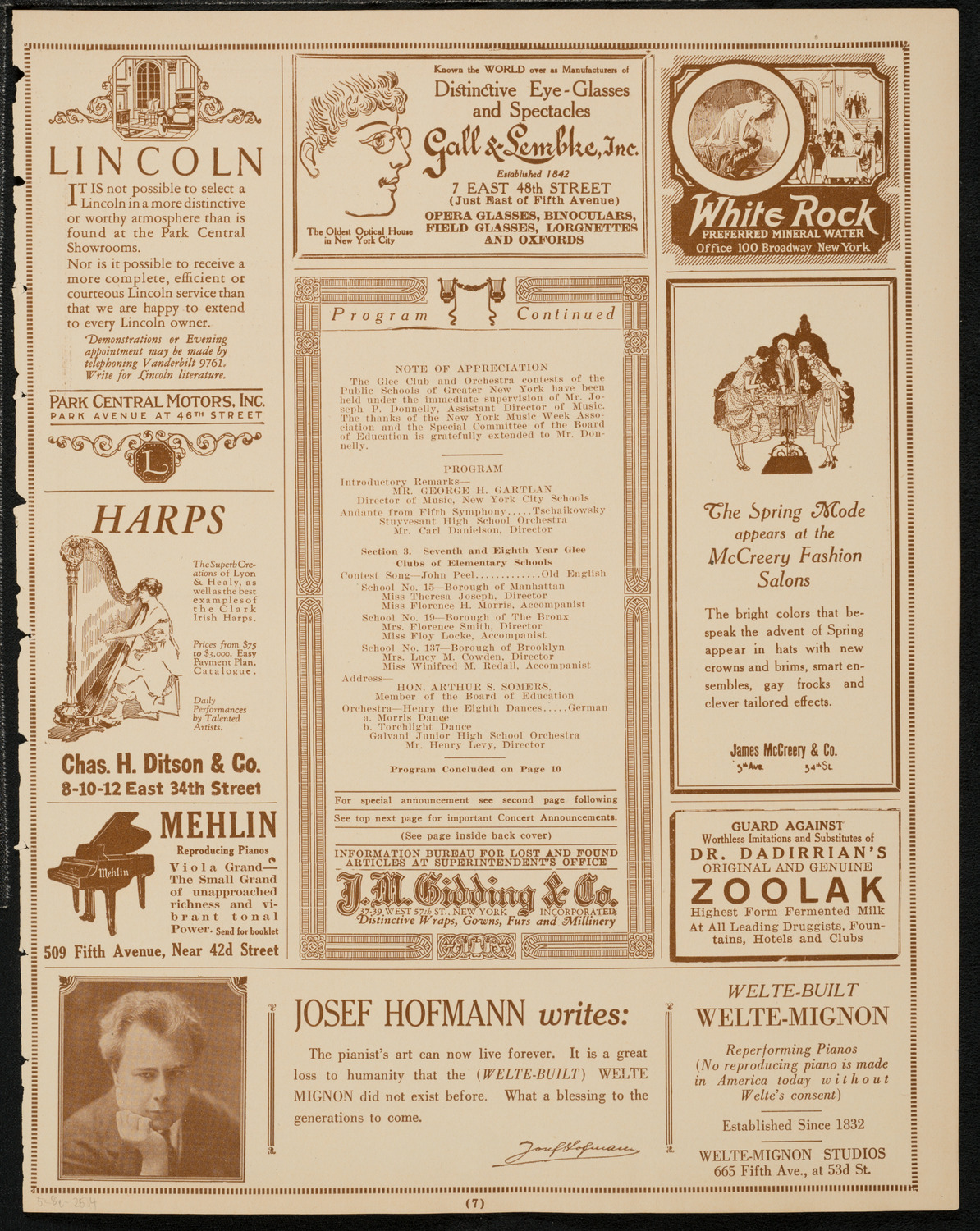 New York Music Week Association Concert, May 8, 1925, program page 7