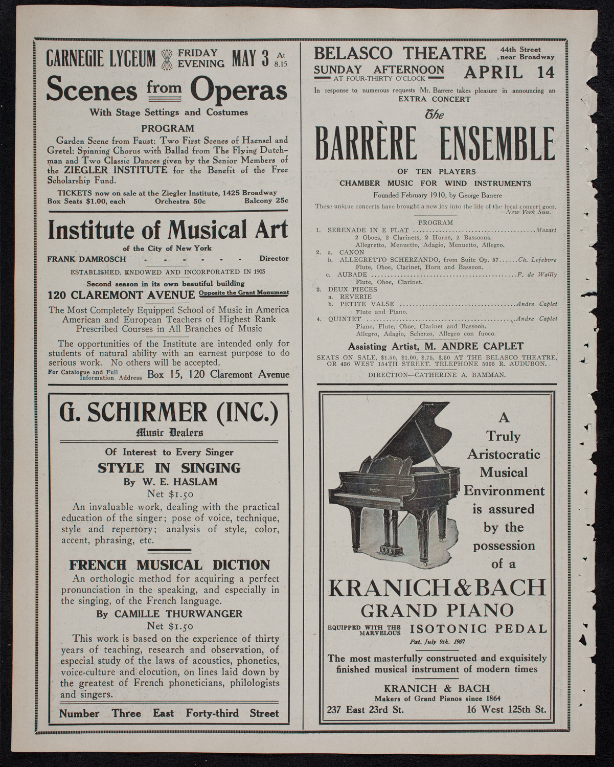 London Symphony Orchestra, April 8, 1912, program page 6