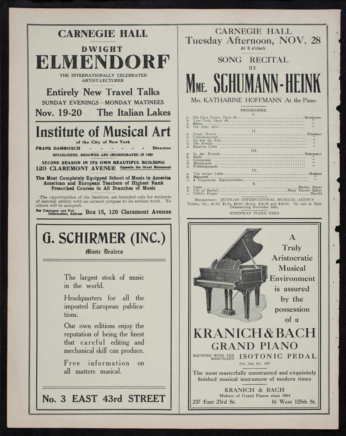 New York Philharmonic, November 17, 1911, program page 6