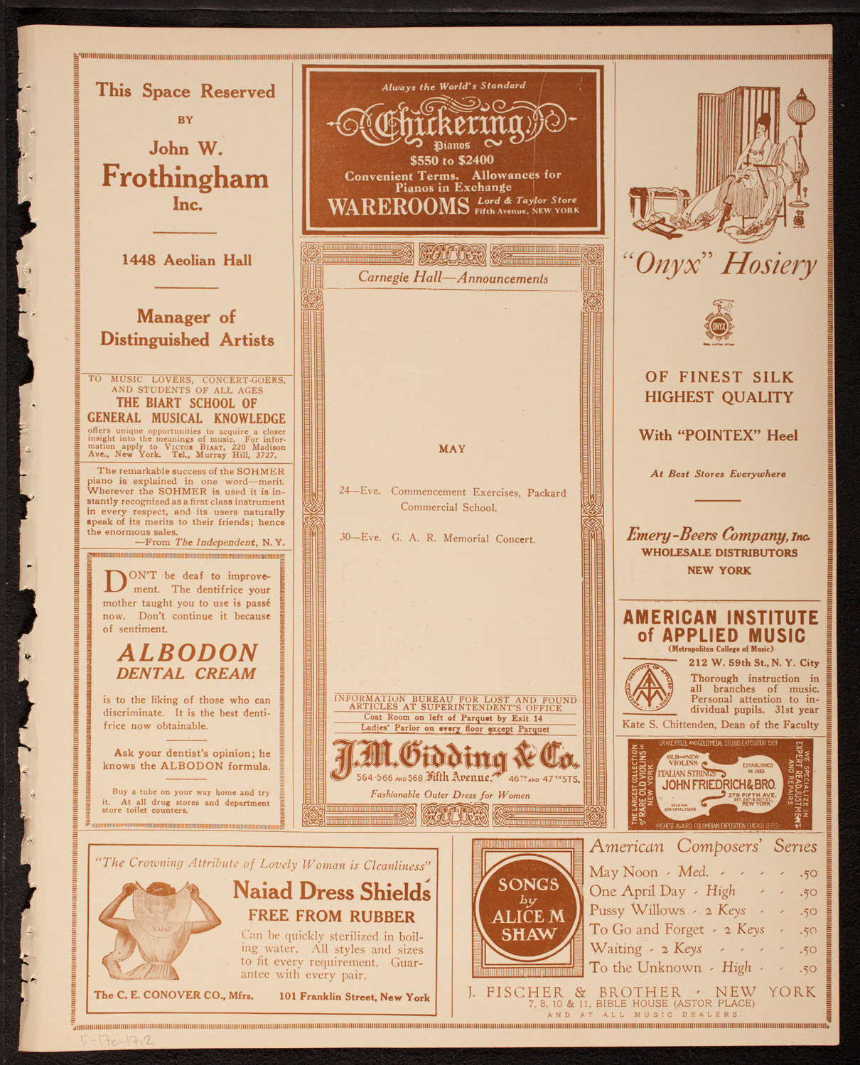 Graduation: Columbia University College of Pharmacy, May 17, 1917, program page 3