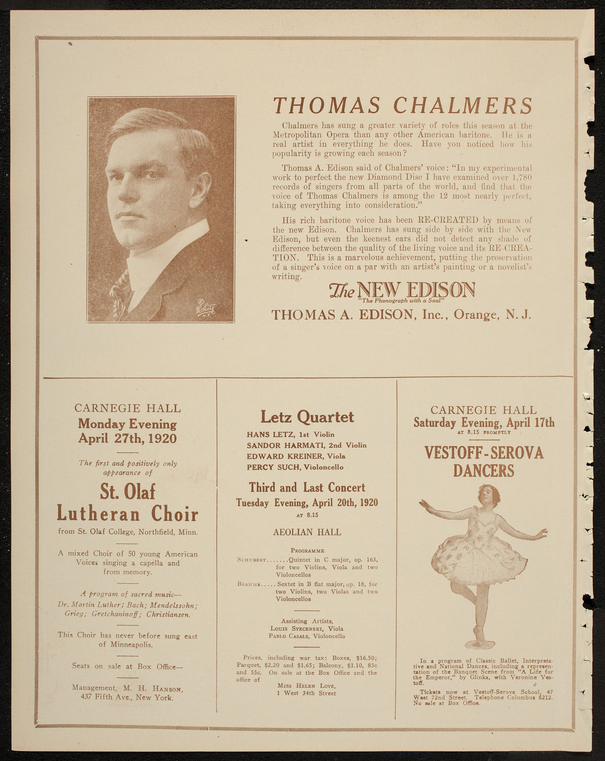 New Symphony Orchestra, April 14, 1920, program page 2