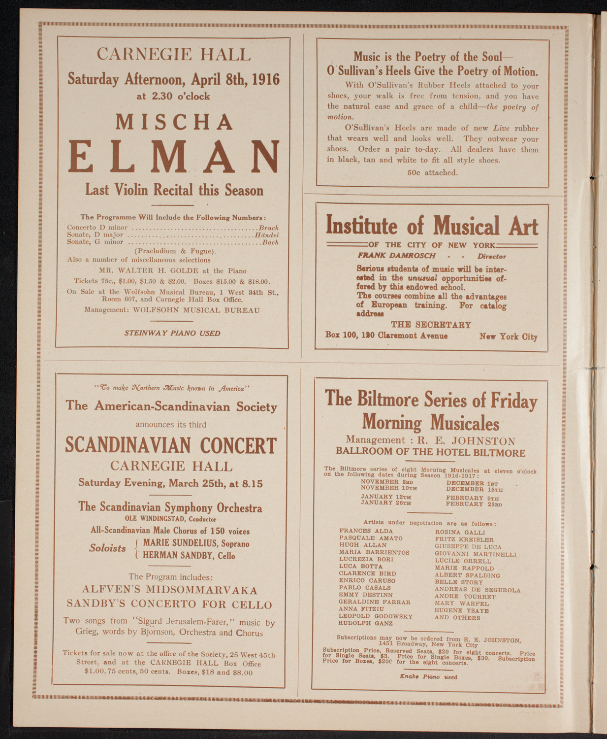 Ignacy Jan Paderewski, Piano, March 25, 1916, program page 2