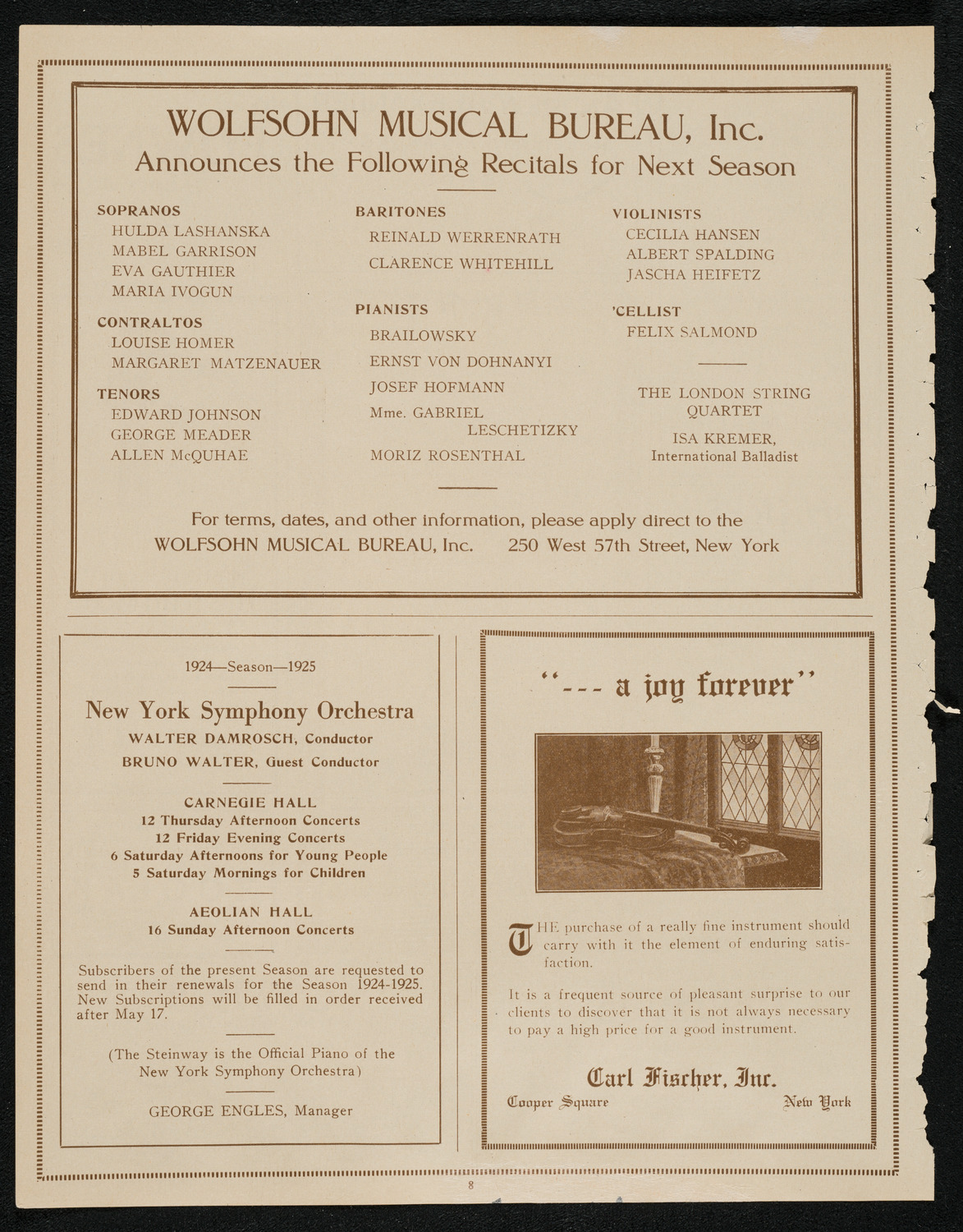 Paul Whiteman and His Orchestra, April 21, 1924, program page 8