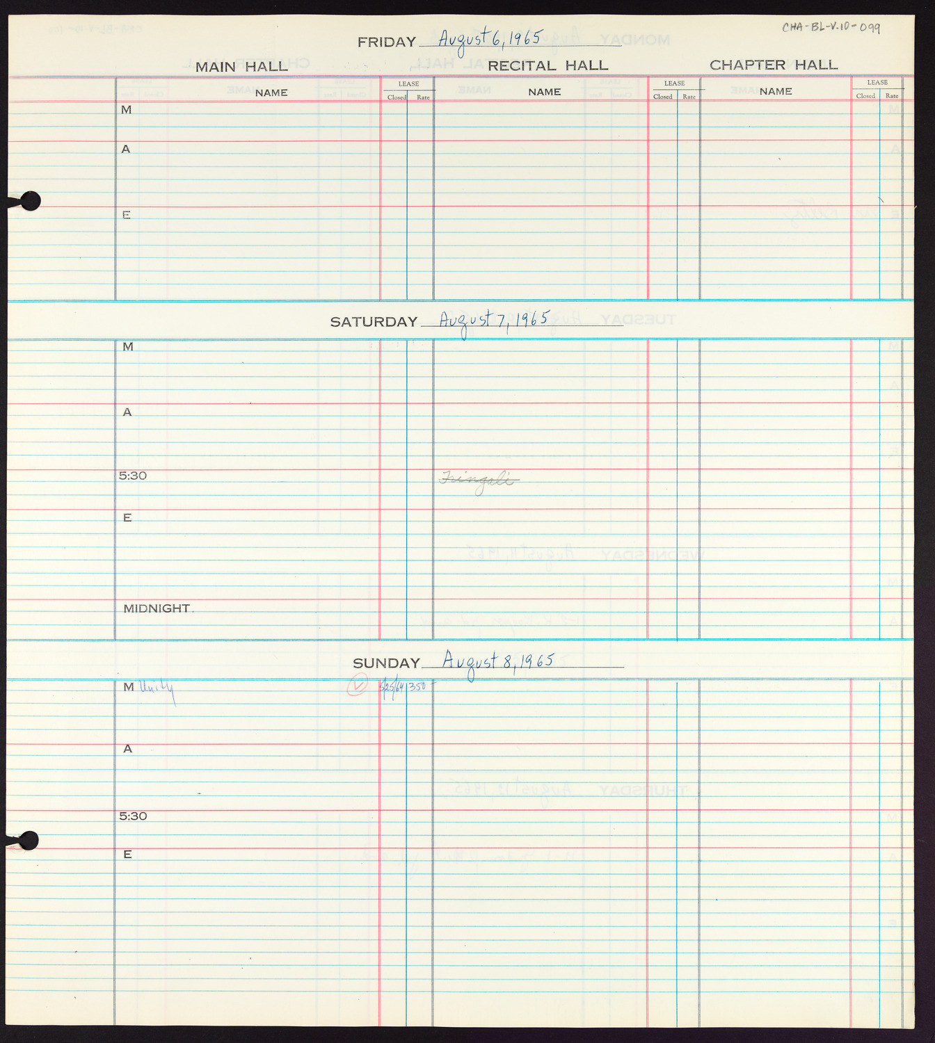 Carnegie Hall Booking Ledger, volume 10, page 99