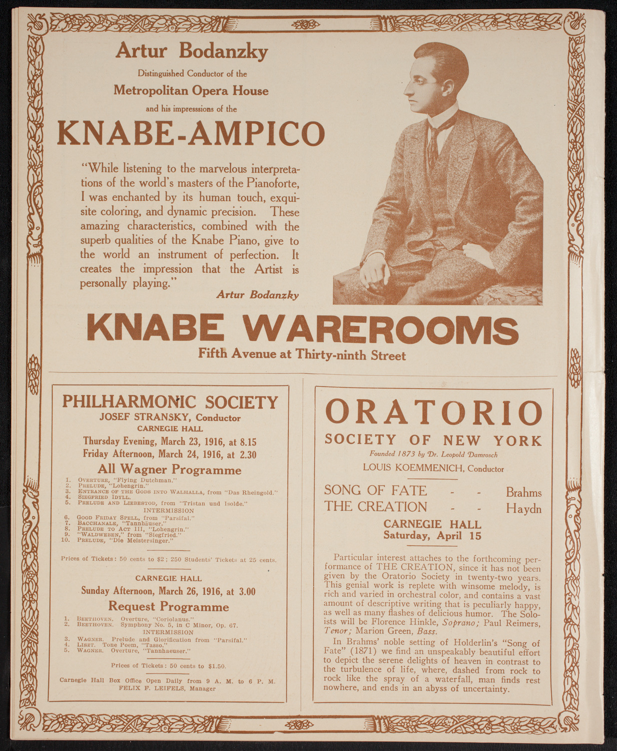 New York Symphony Orchestra, March 15, 1916, program page 12
