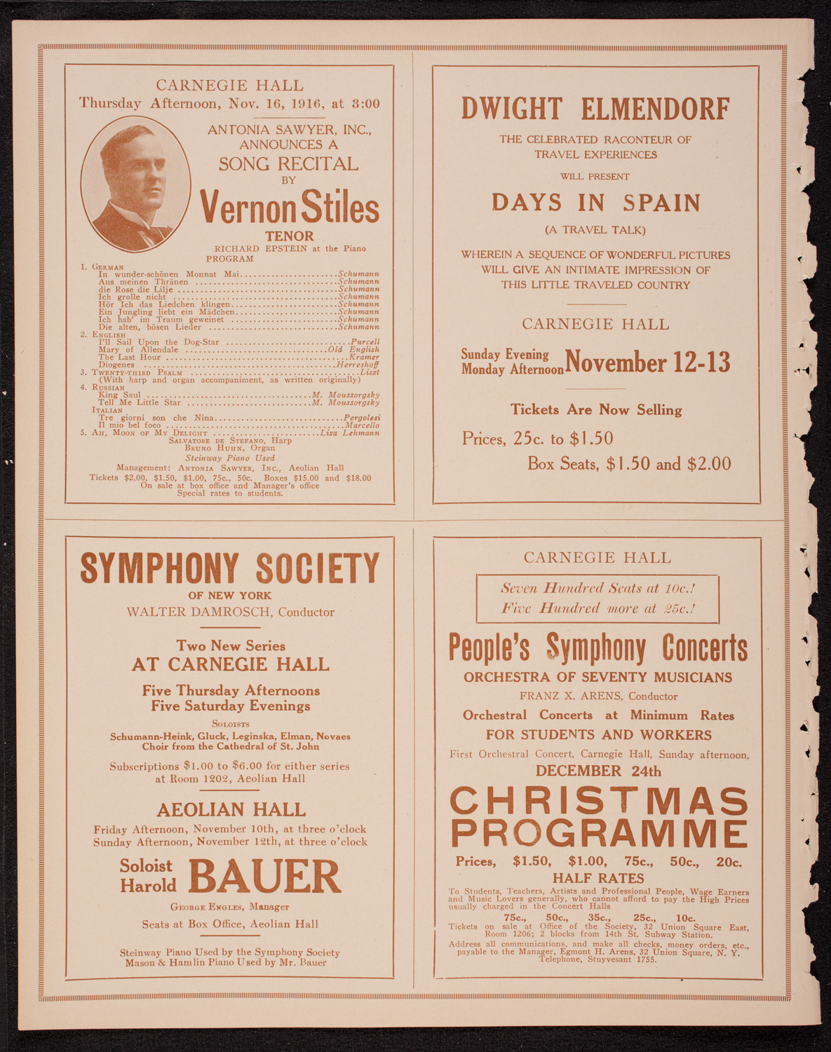 Home Symphony Concert: New York Philharmonic, November 8, 1916, program page 8