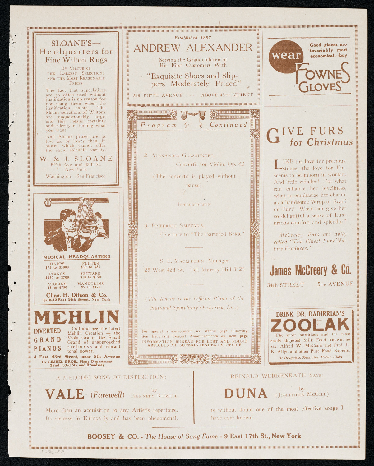 National Symphony Orchestra, November 24, 1920, program page 7