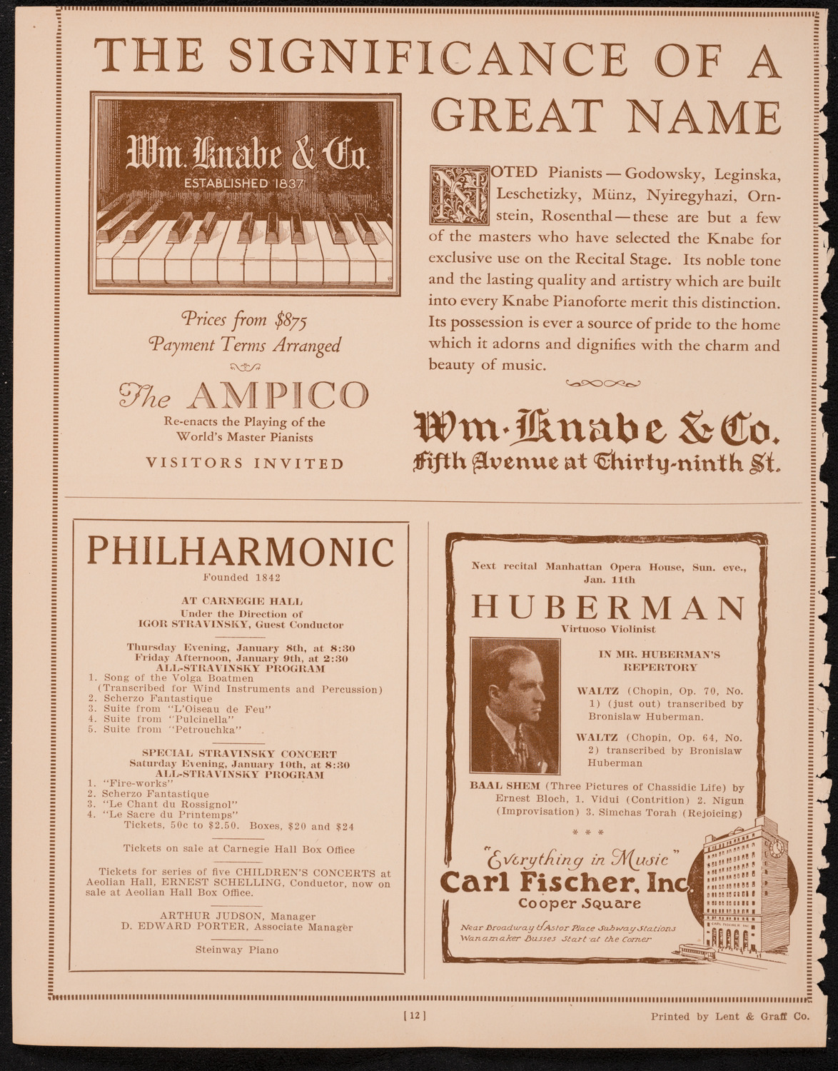 New York Philharmonic, January 3, 1925, program page 12