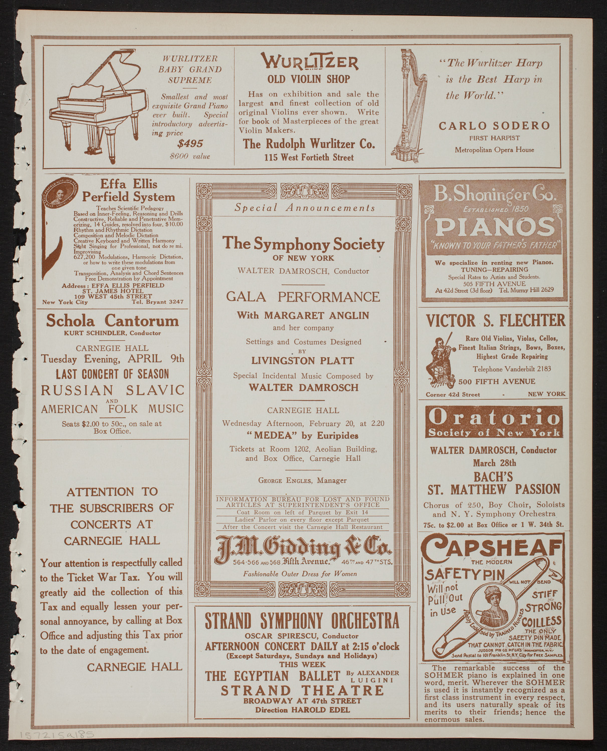 New York Symphony Orchestra, February 15, 1918, program page 9