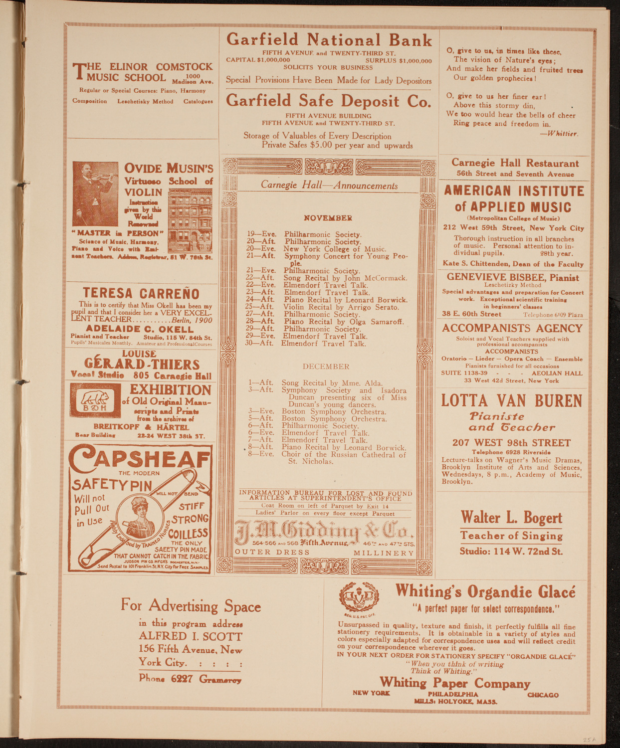 Concert for the Benefit of German-Austrian-Hungarian Relief, November 17, 1914, program page 3