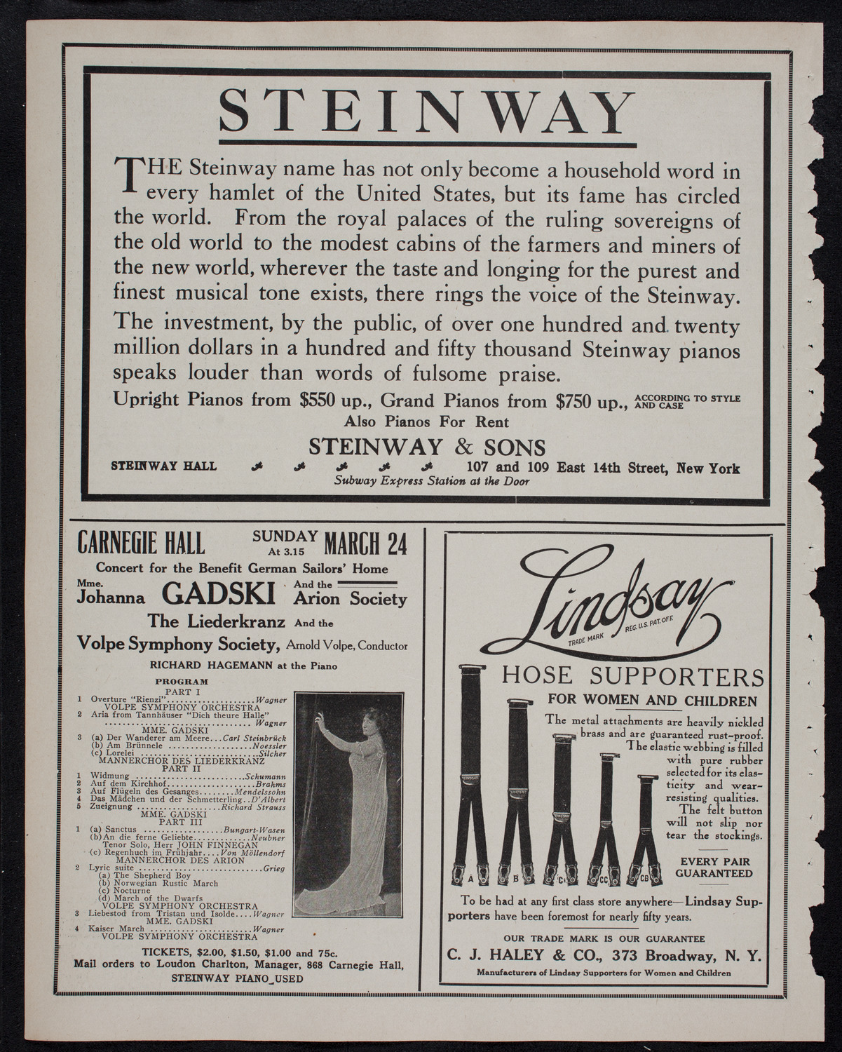 Wilhelm Backhaus, Piano, March 22, 1912, program page 4