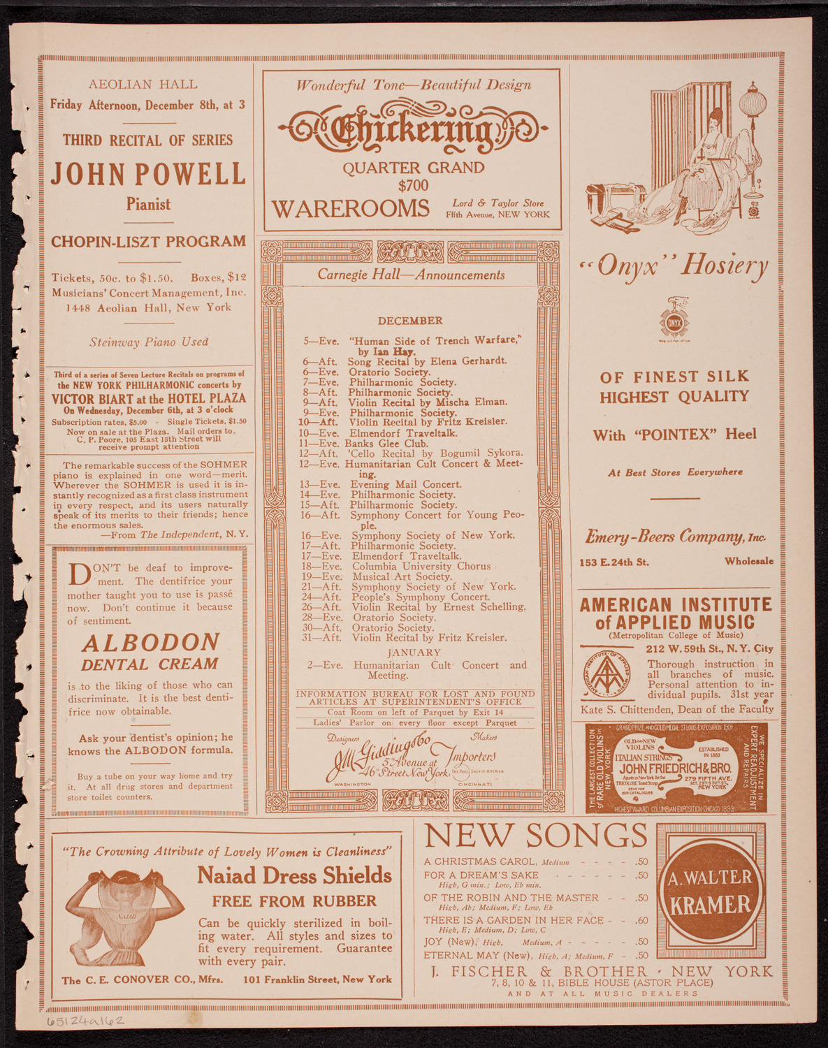 Elmendorf Lecture: The Garden of Allah, December 4, 1916, program page 3
