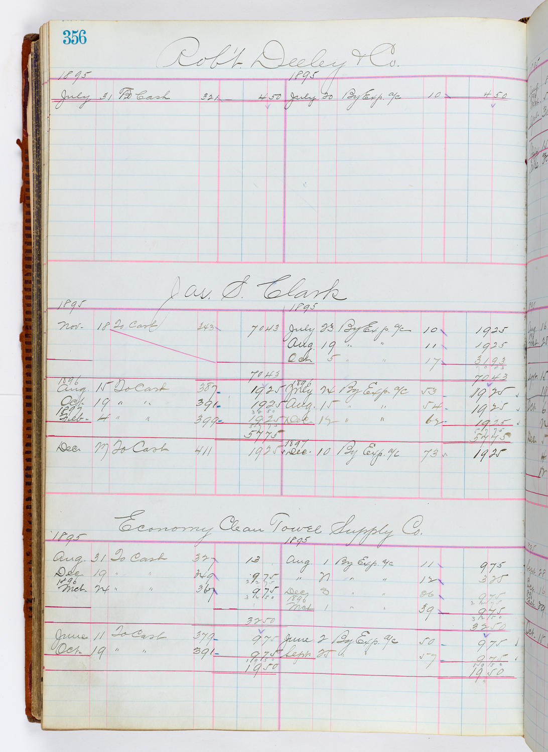 Music Hall Accounting Ledger, volume 1, page 356