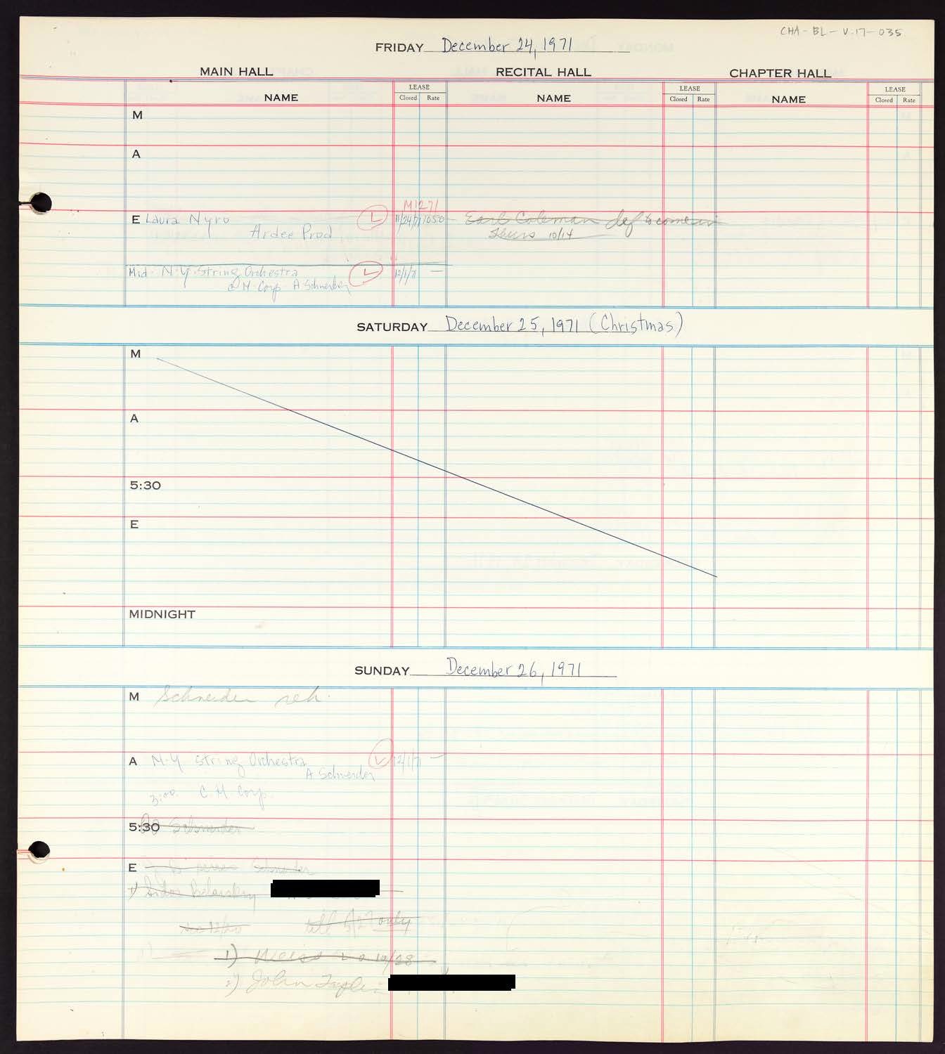 Carnegie Hall Booking Ledger, volume 17, page 35