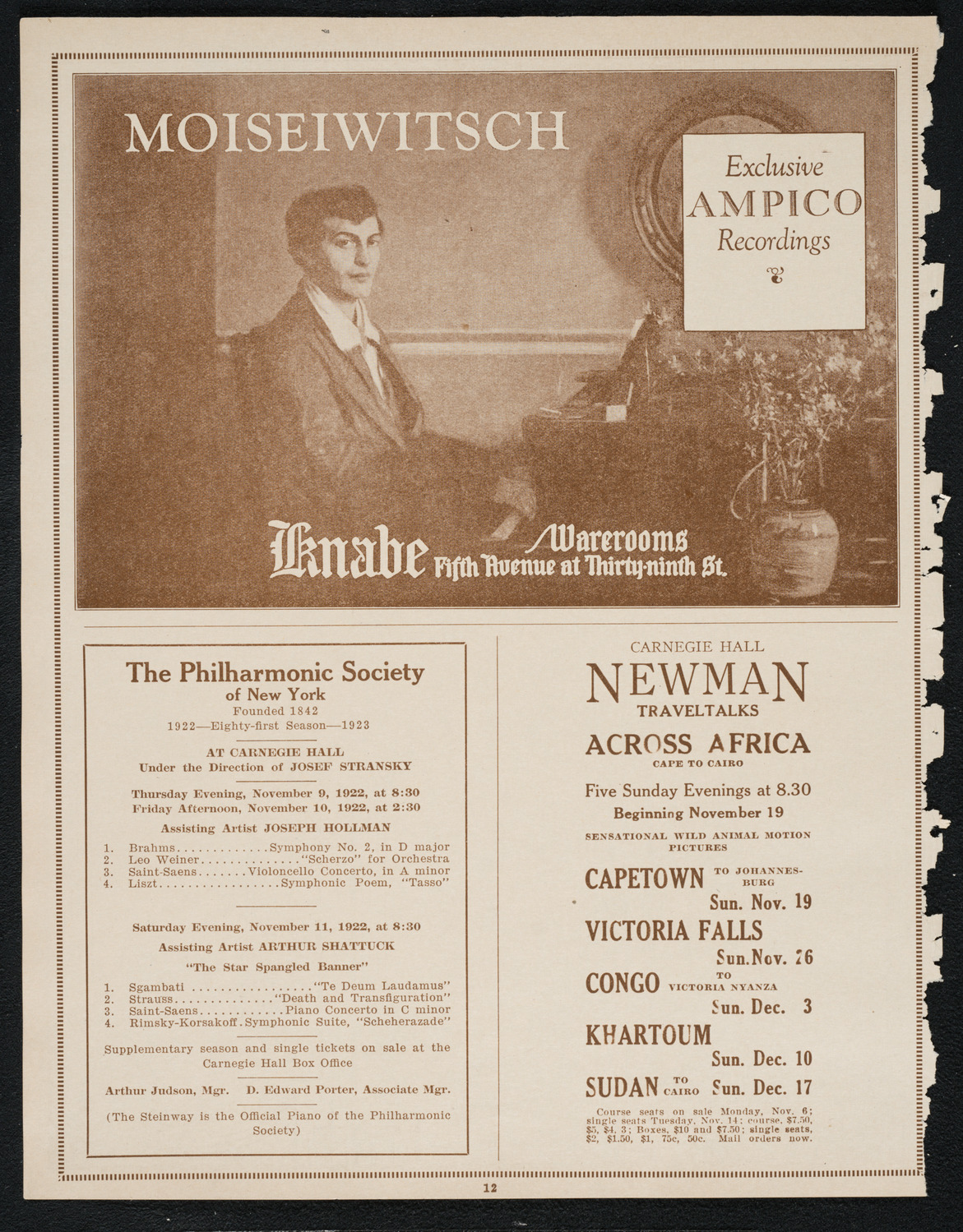 New York College of Music and American Conservatory of Music Faculty Concert with Orchestra, October 29, 1922, program page 12