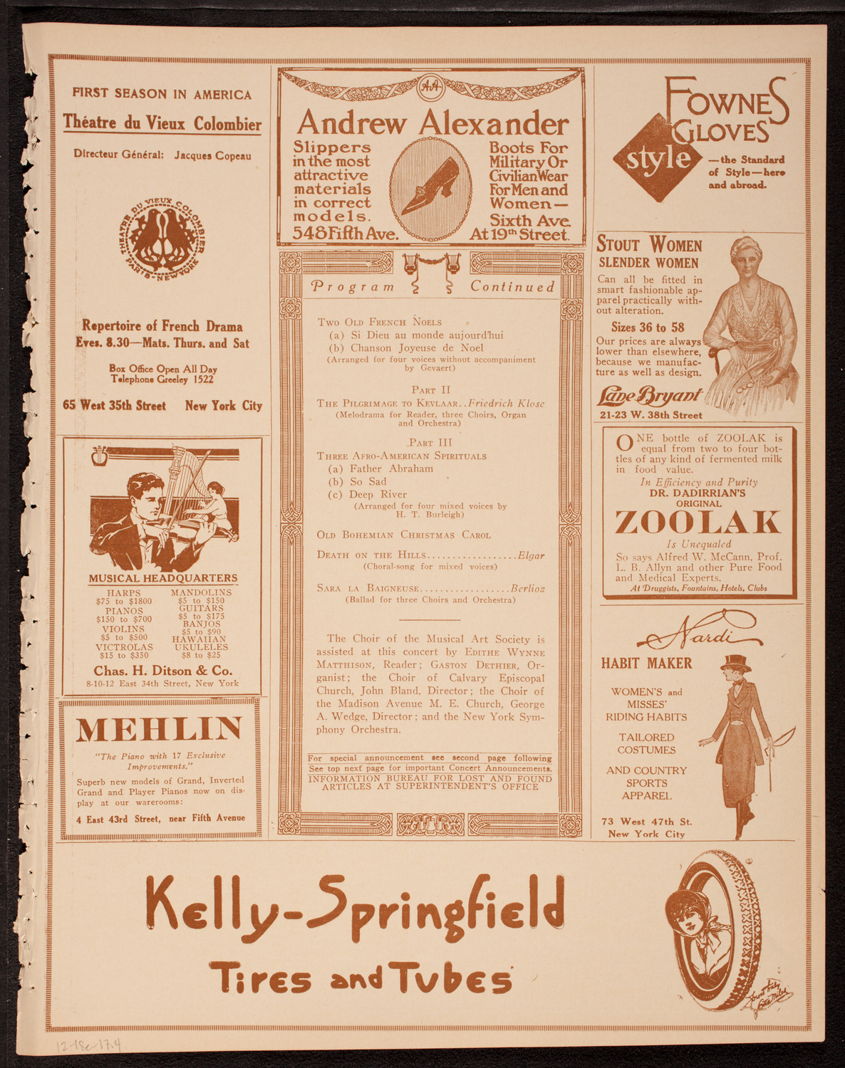 Musical Art Society of New York, December 18, 1917, program page 7