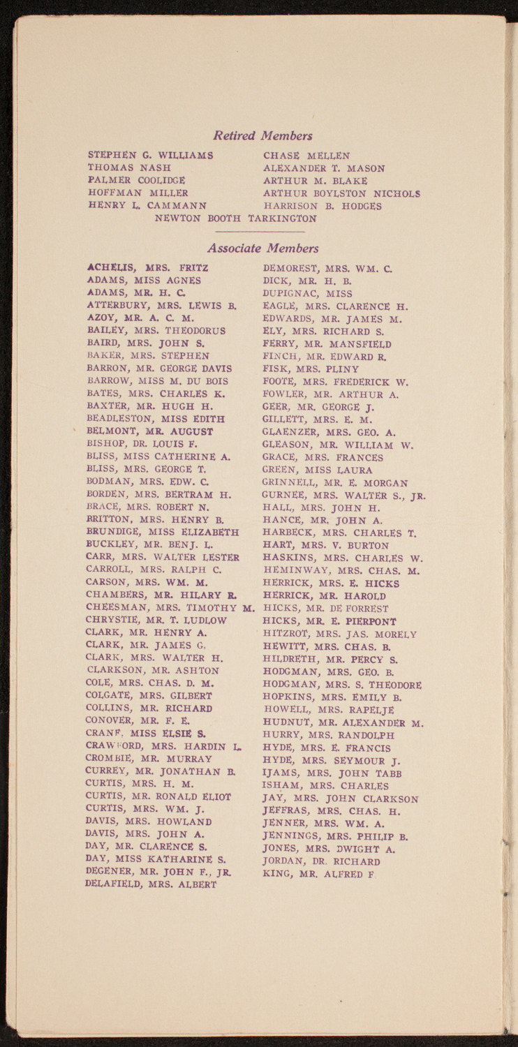 Amateur Comedy Club, April 9, 1913, program page 6