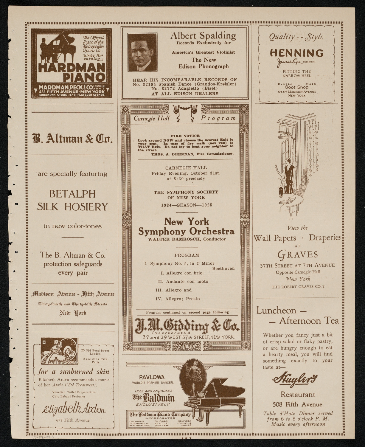 New York Symphony Orchestra, October 31, 1924, program page 5