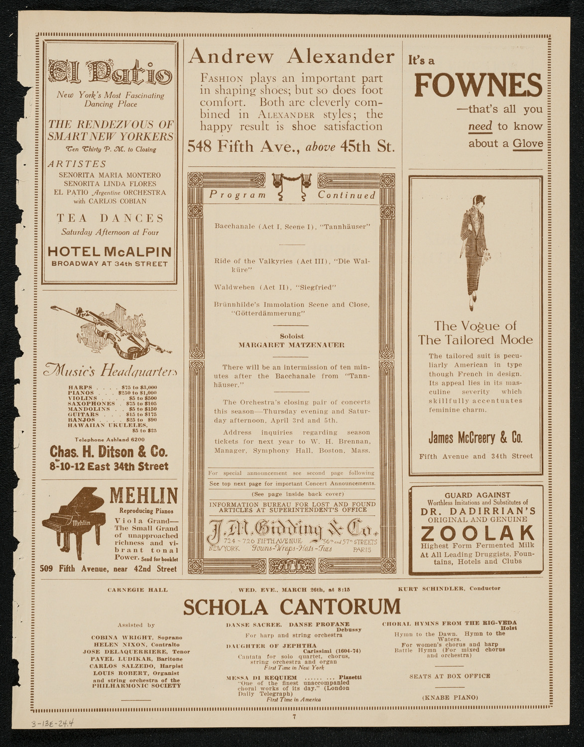 Boston Symphony Orchestra, March 13, 1924, program page 7