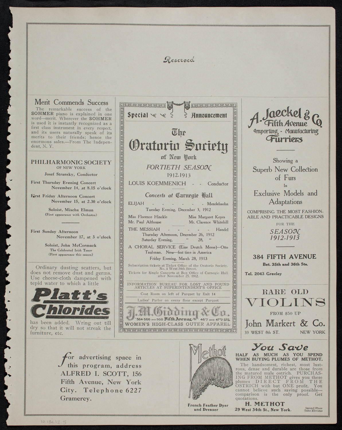 Elmendorf Lecture: The Heart of the Rocky Mountains, October 13, 1912, program page 9
