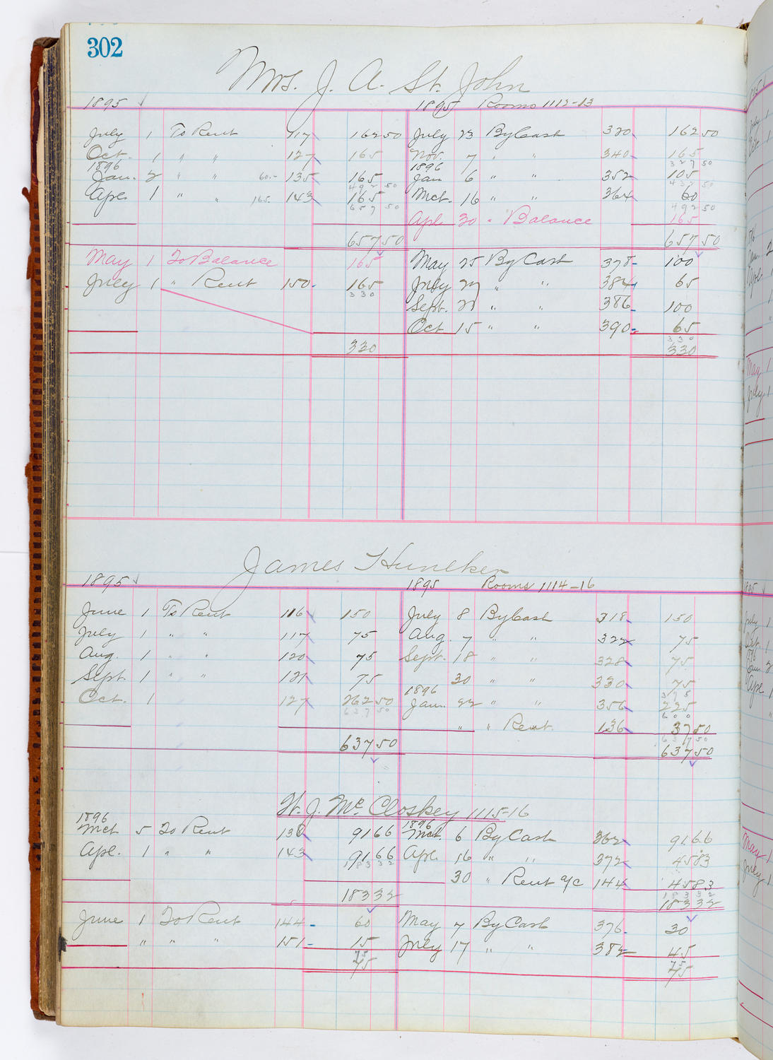 Music Hall Accounting Ledger, volume 1, page 302