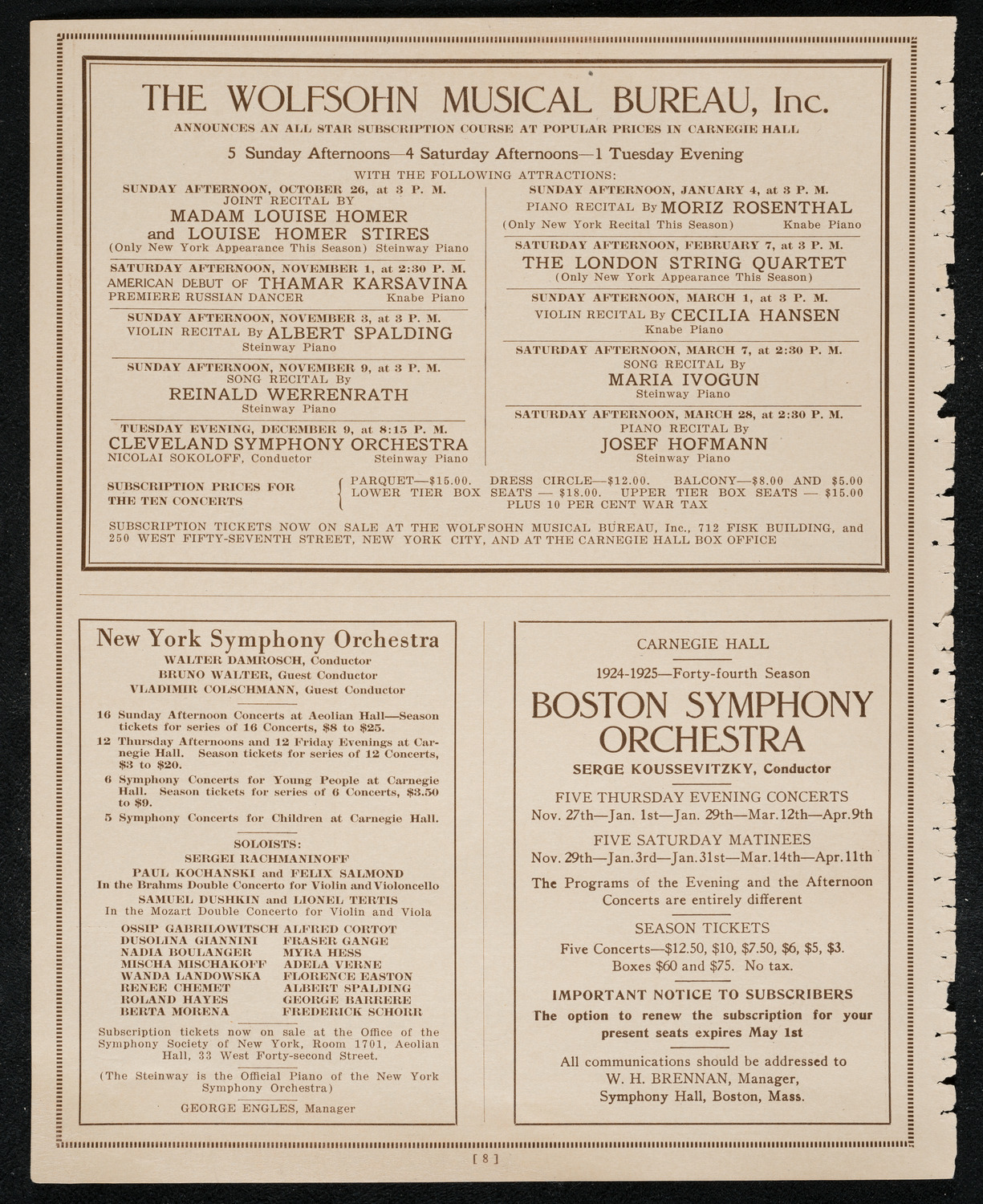 Jubilee Concert by Artist Pupils of Jacob Gegna, September 26, 1924, program page 8