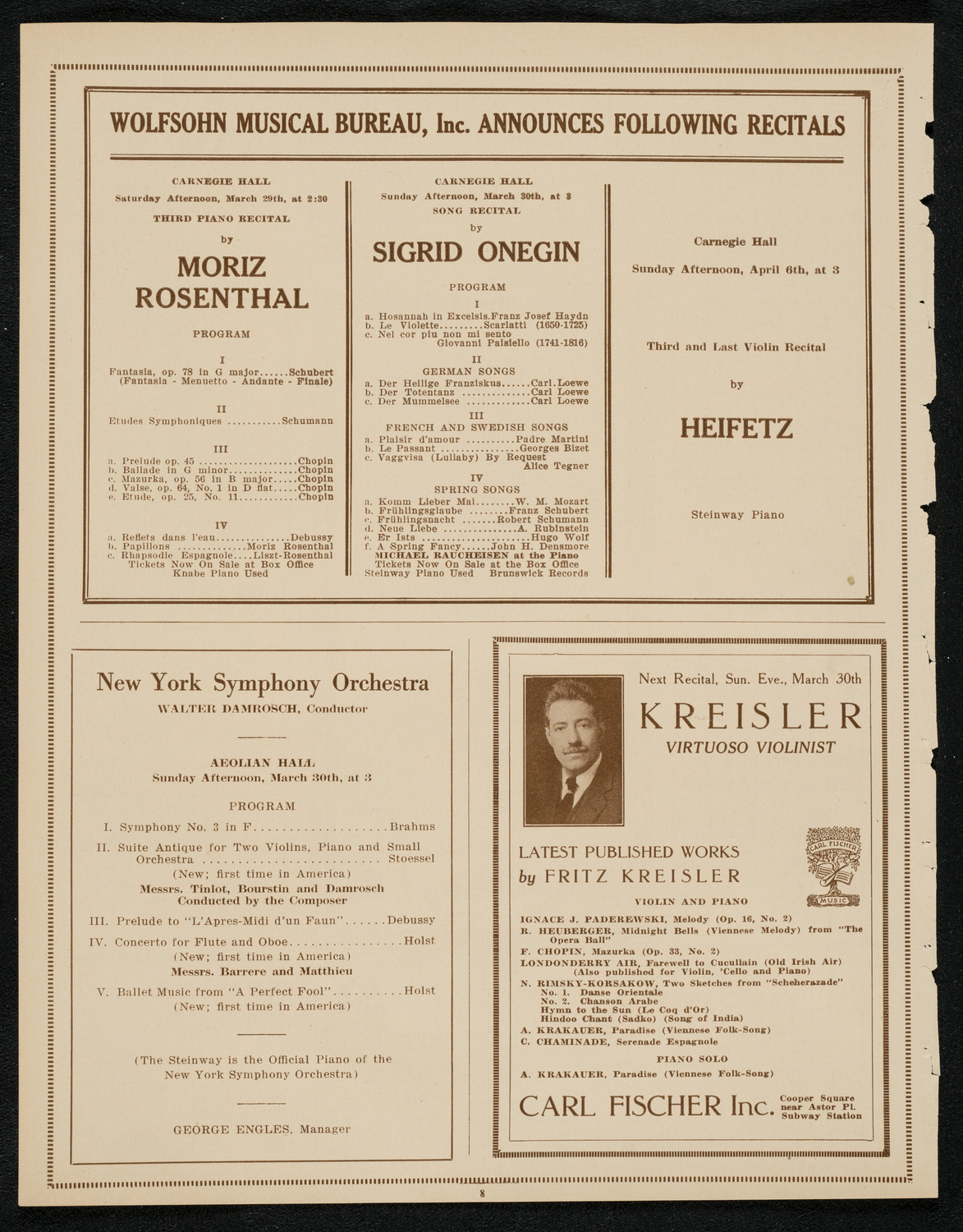 New York Symphony Orchestra, March 27, 1924, program page 8