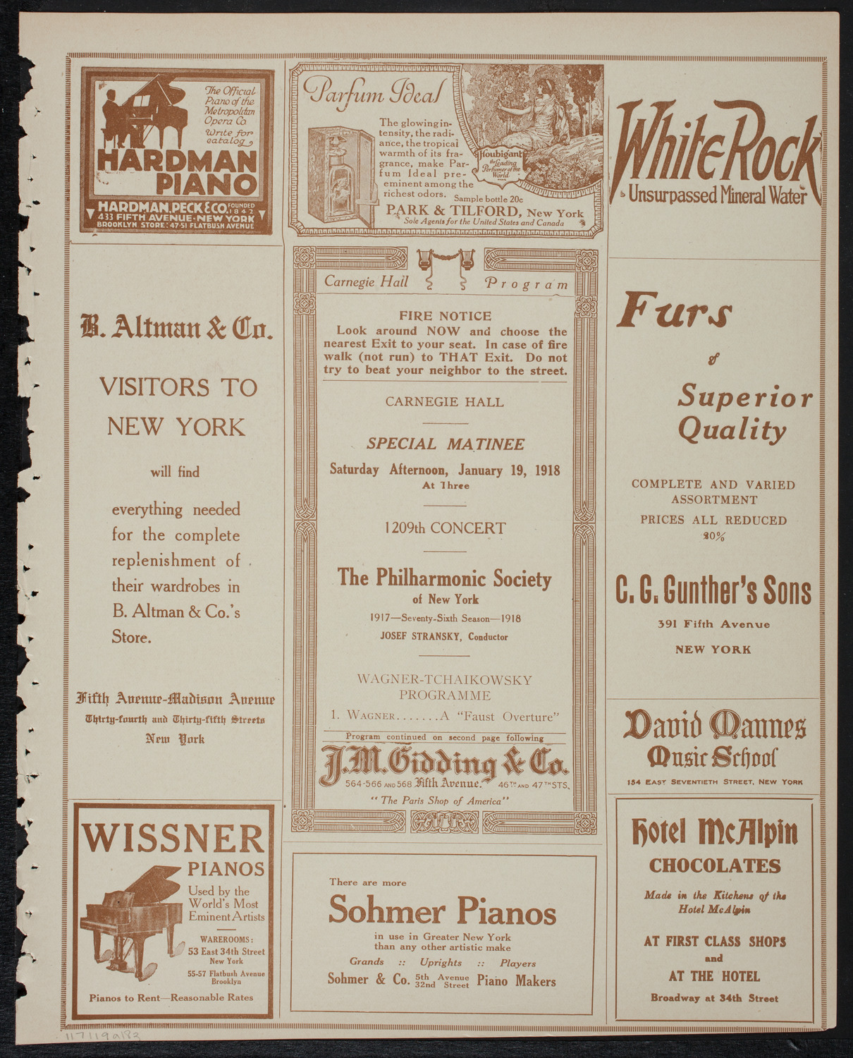 New York Philharmonic, January 19, 1918, program page 5
