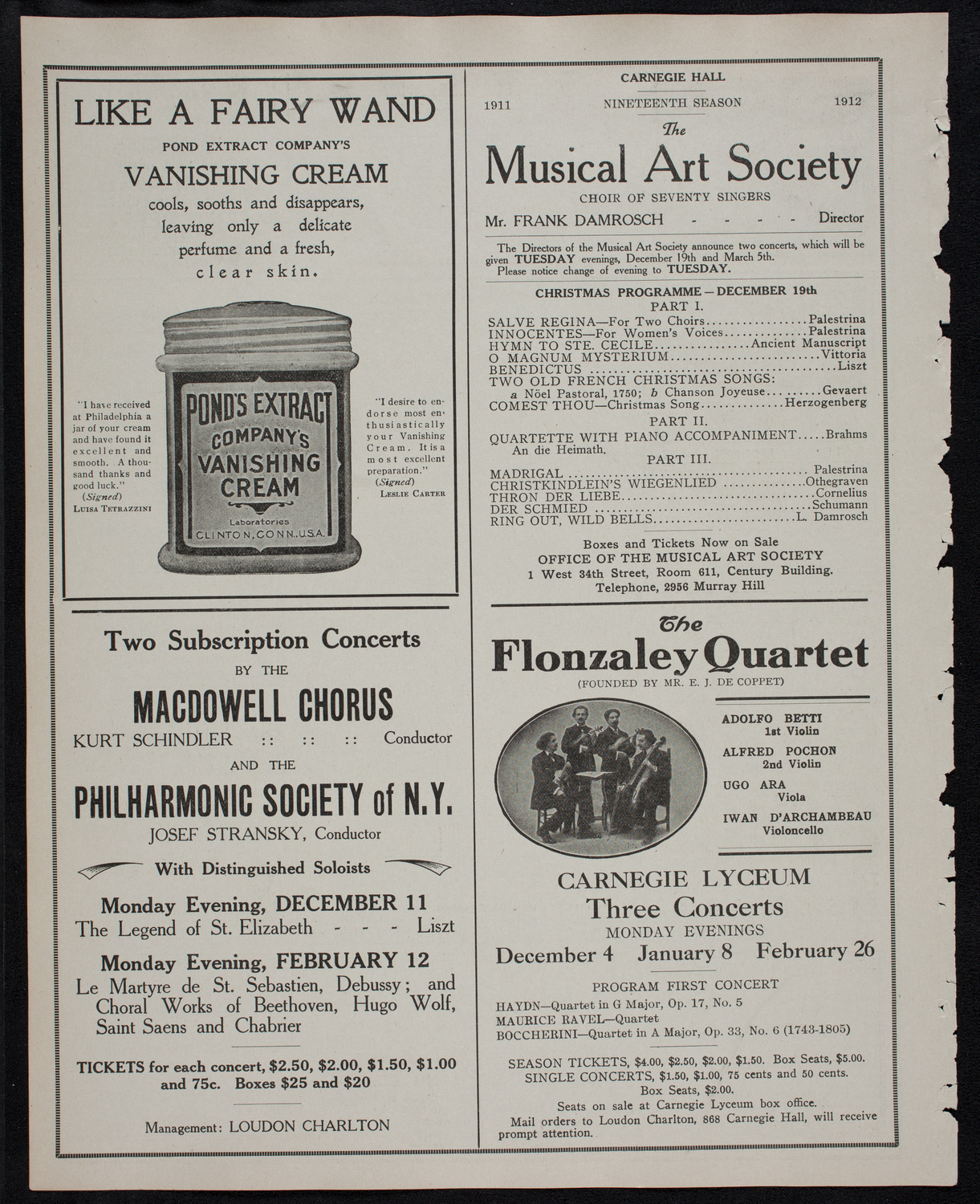 New York Banks' Glee Club, December 5, 1911, program page 8