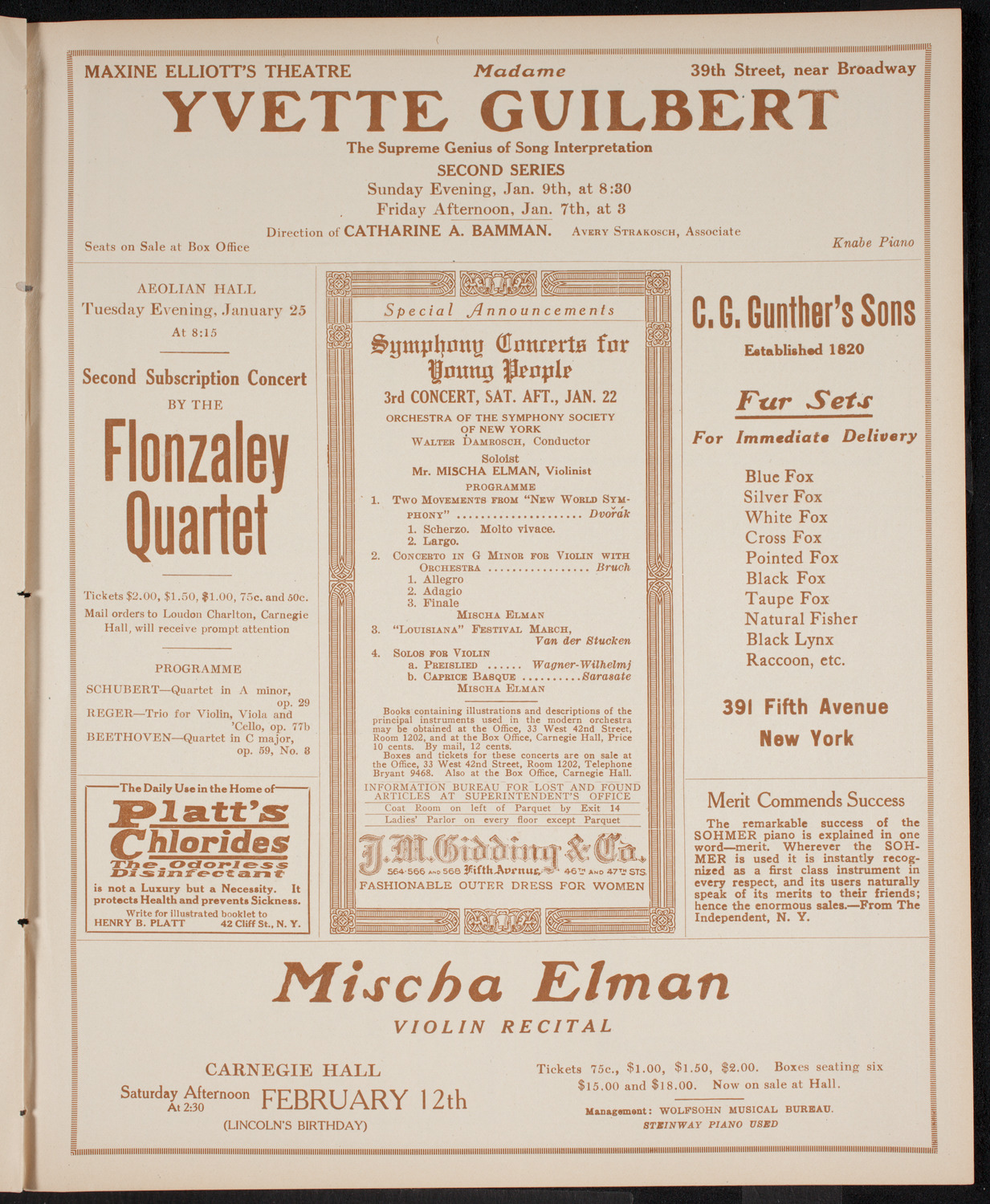 Boston Symphony Orchestra, January 8, 1916, program page 9