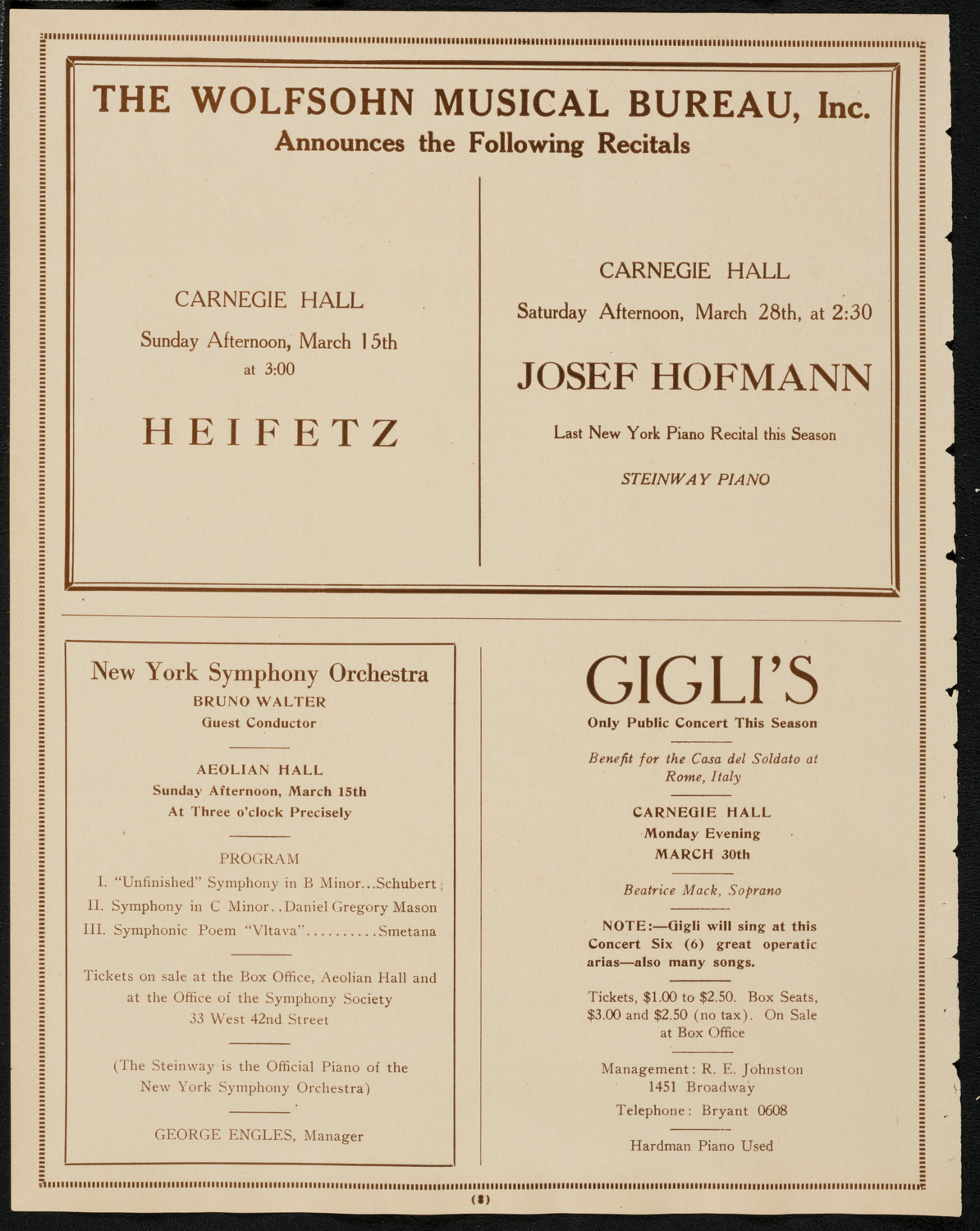 Anna Case, Soprano, March 9, 1925, program page 8