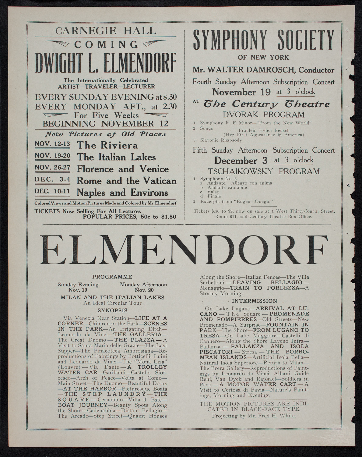 Elmendorf Lecture: The Riviera, November 12, 1911, program page 10