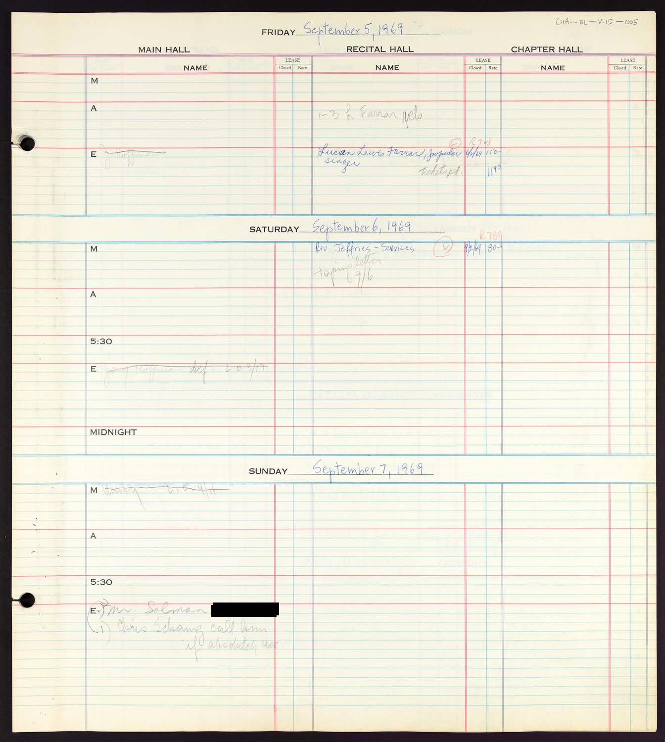 Carnegie Hall Booking Ledger, volume 15, page 5