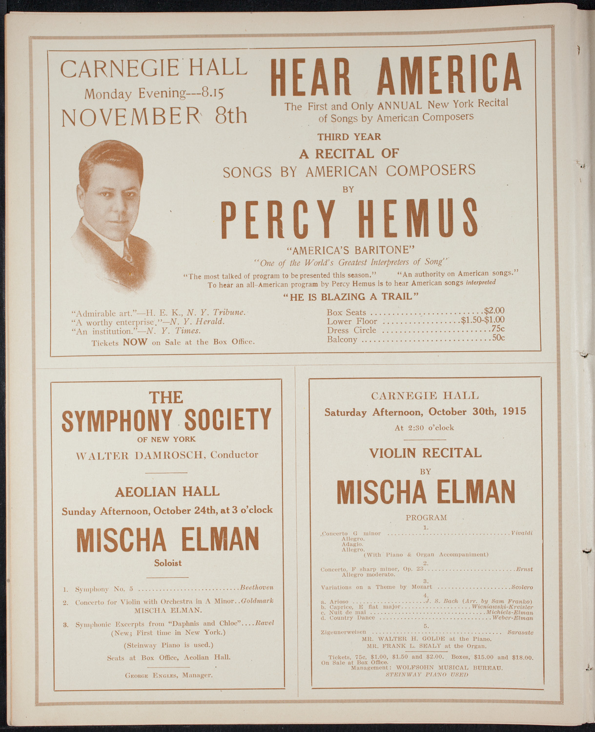 Ignacy Jan Paderewski, Piano, October 23, 1915, program page 8