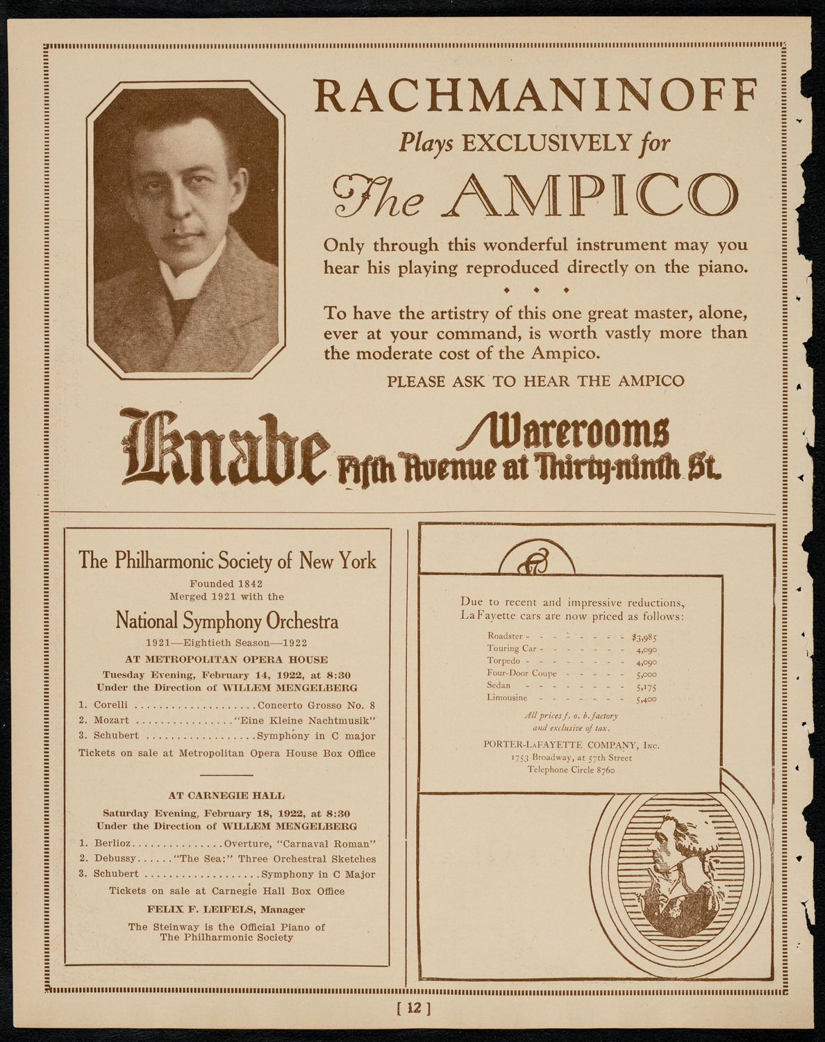 Bronislaw Huberman, Violin, February 15, 1922, program page 12