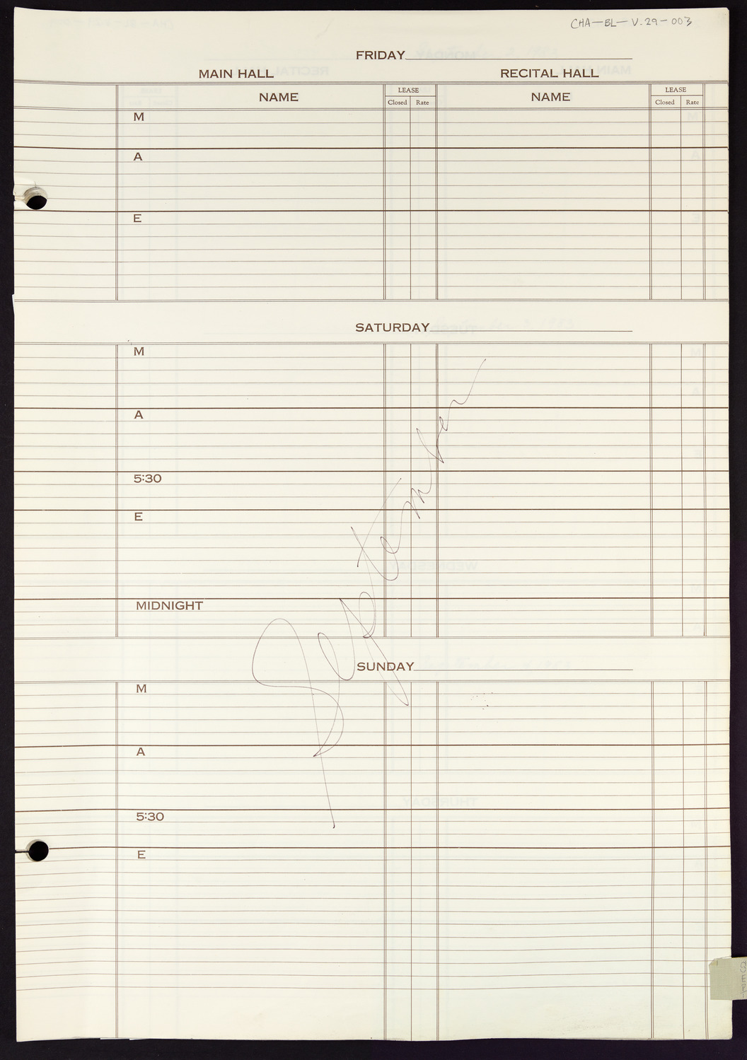 Carnegie Hall Booking Ledger, volume 29, page 3