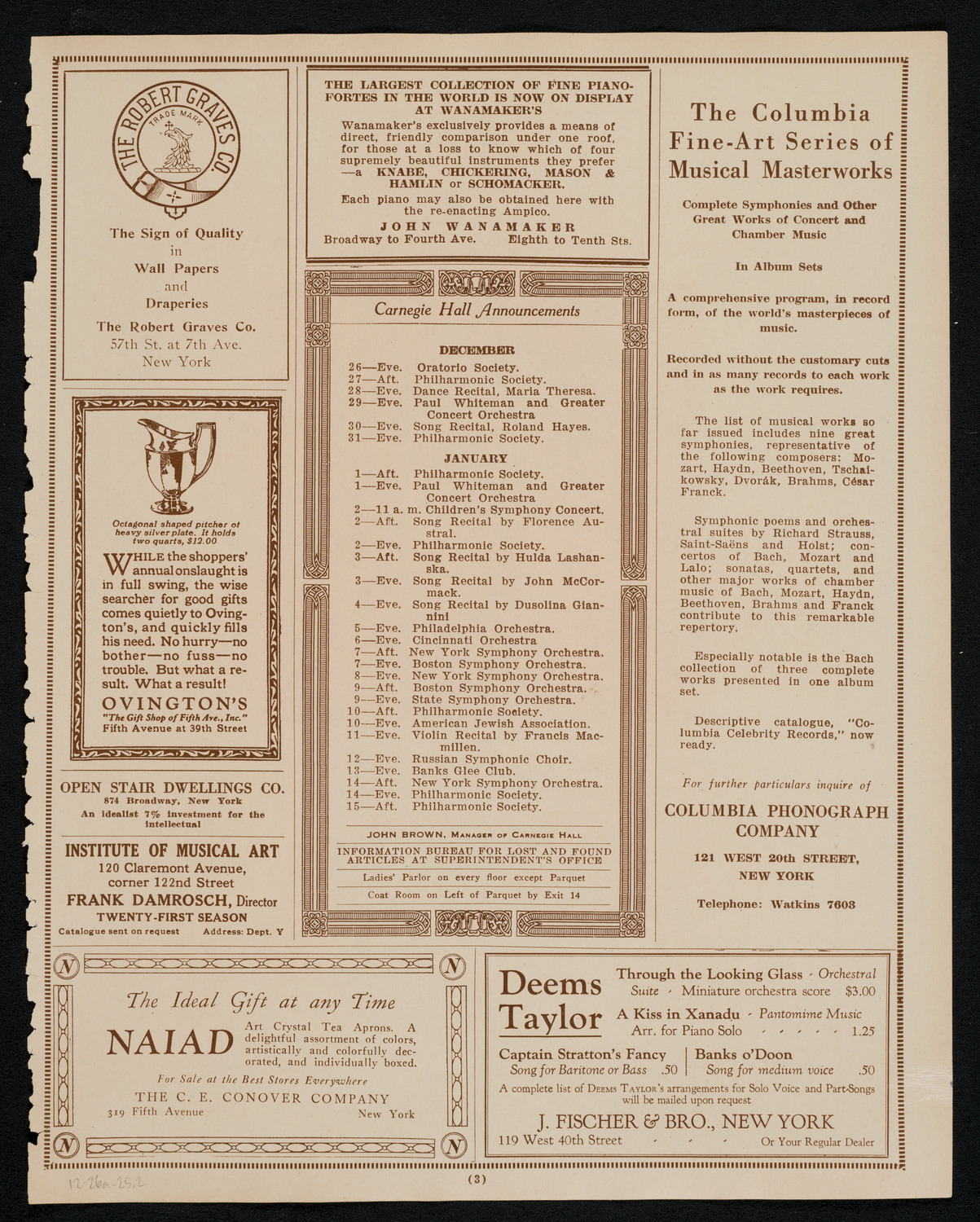 Symphony Concert for Young People, December 26, 1925, program page 3