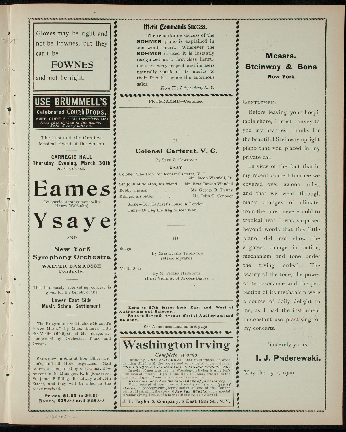 Benefit: Boys' Trade School, March 28, 1905, program page 3