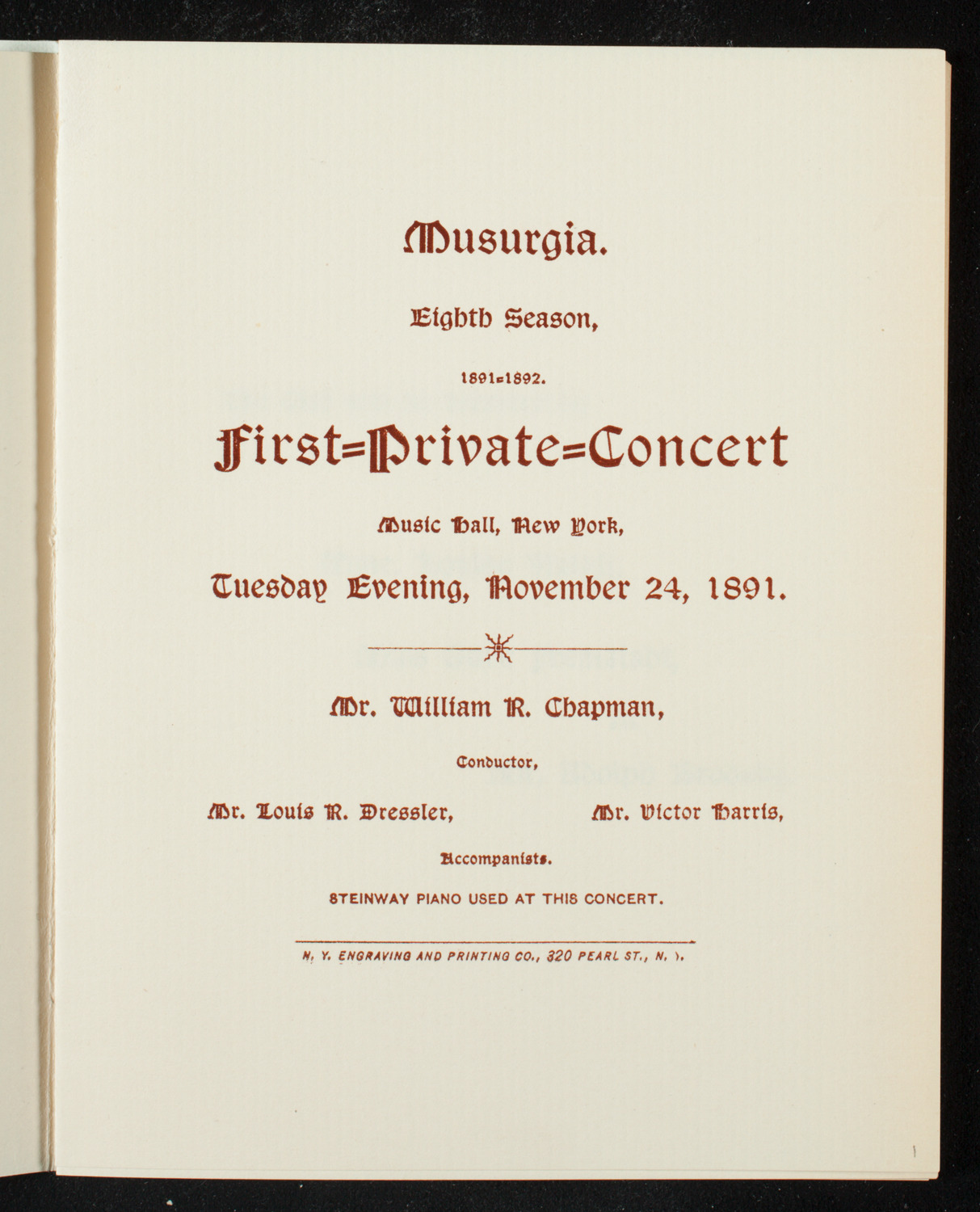 Musurgia, November 24, 1891, program page 5