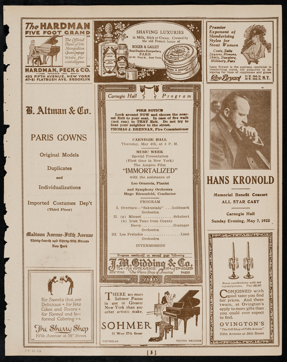 The Ampico Film "Immortalized", May 4, 1922, program page 5