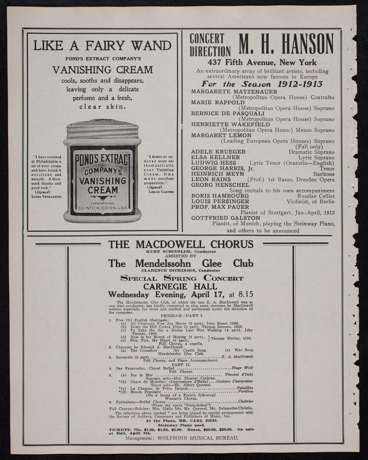 New York Banks' Glee Club, April 16, 1912, program page 8