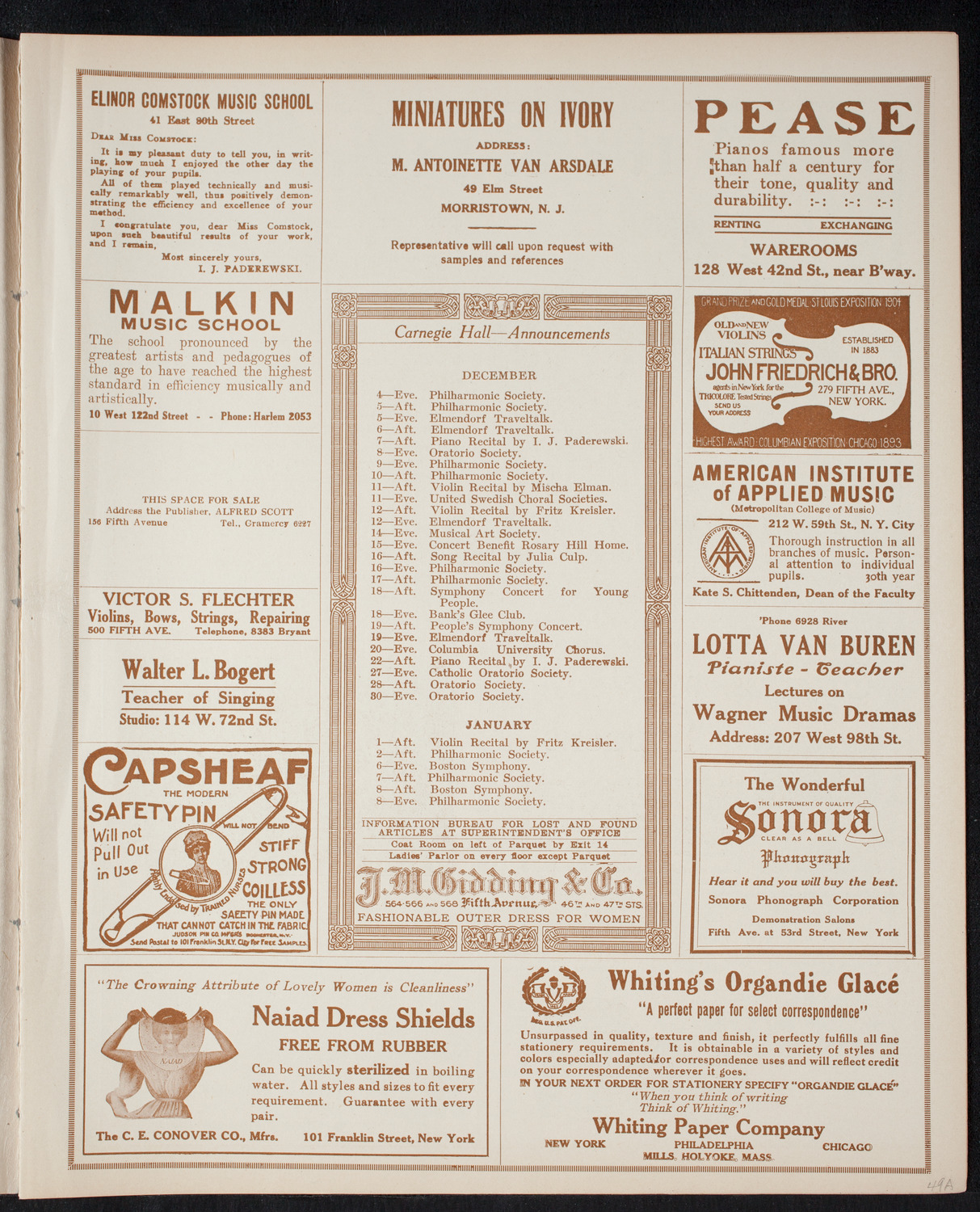 Boston Symphony Orchestra, December 4, 1915, program page 3