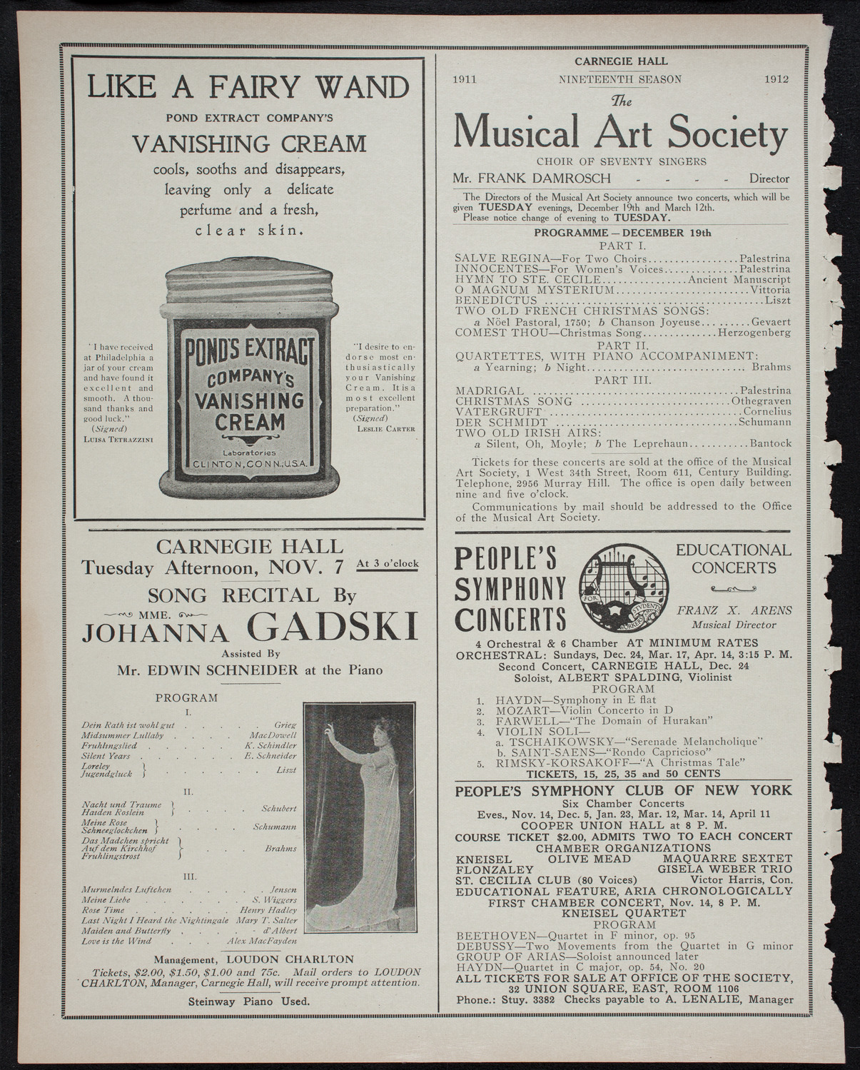 Allied High Schools of Music Faculty Concert, October 29, 1911, program page 8