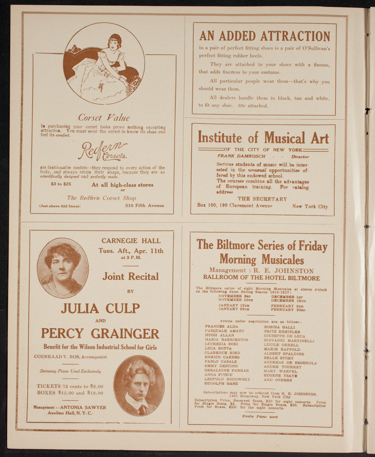 Fritz Kreisler, Violin, April 9, 1916, program page 2