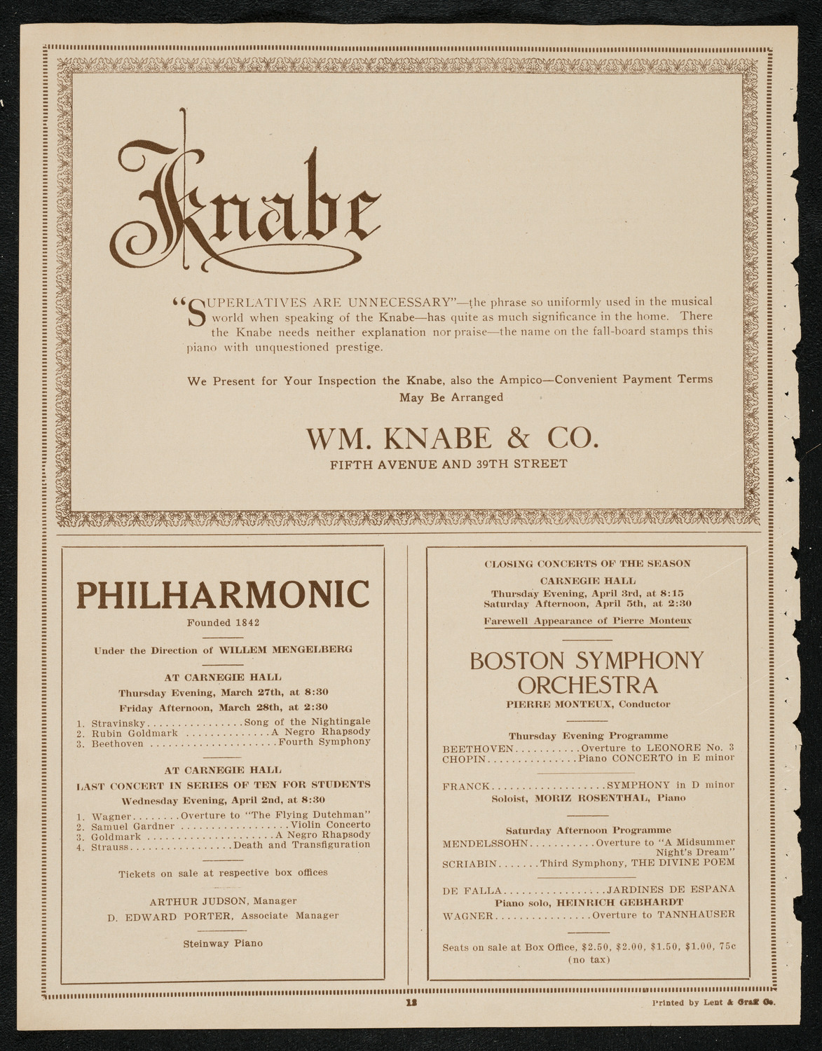 Philadelphia Orchestra, March 25, 1924, program page 12