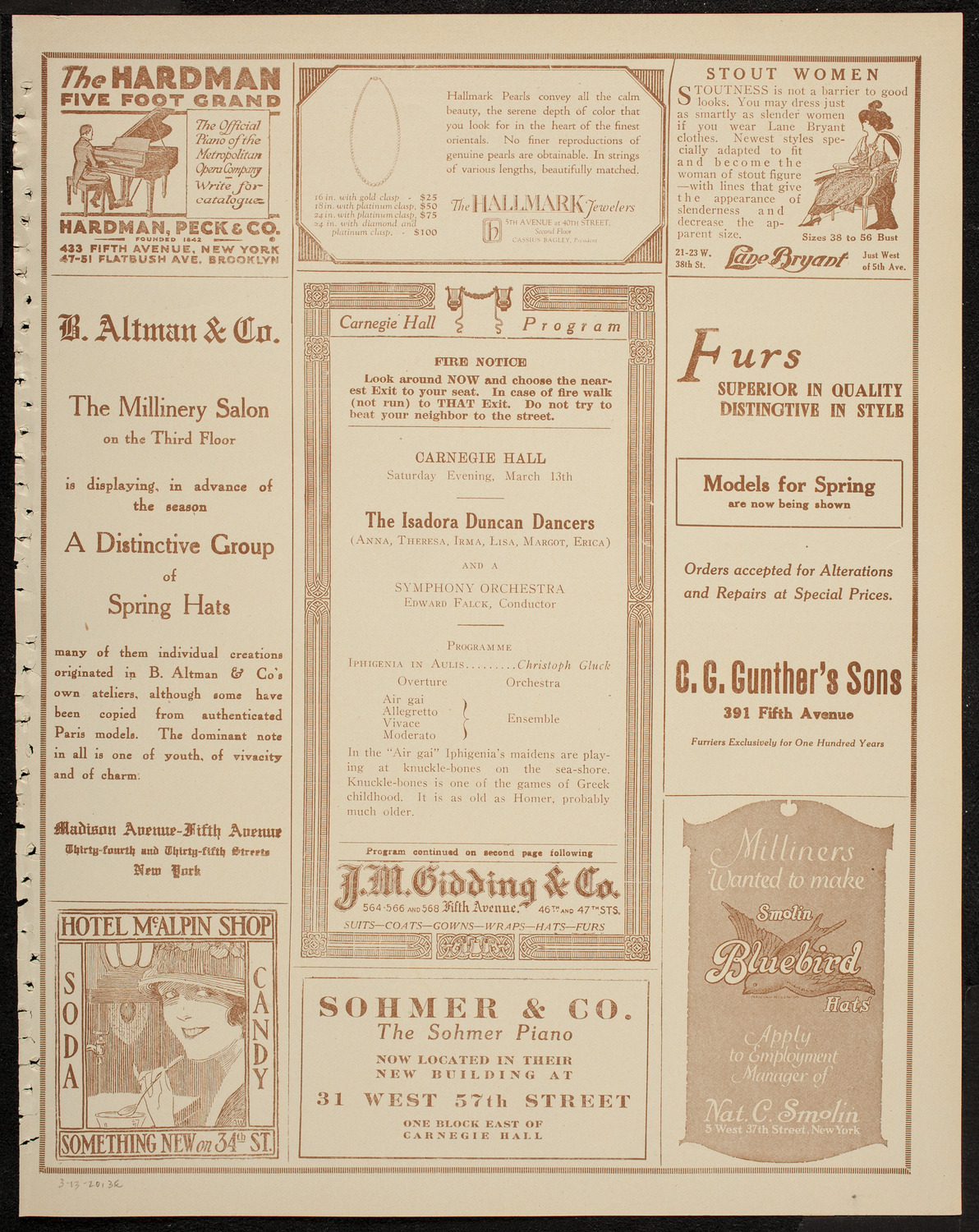 Isadora Duncan Dancers, March 13, 1920, program page 5
