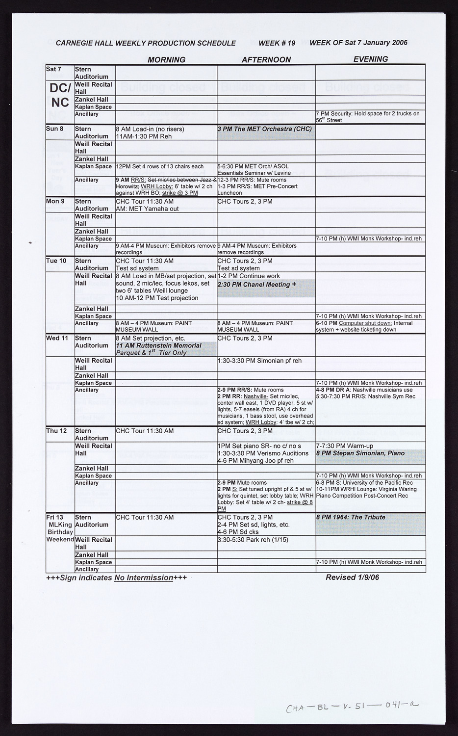 Carnegie Hall Booking Ledger, volume 51, page 41a