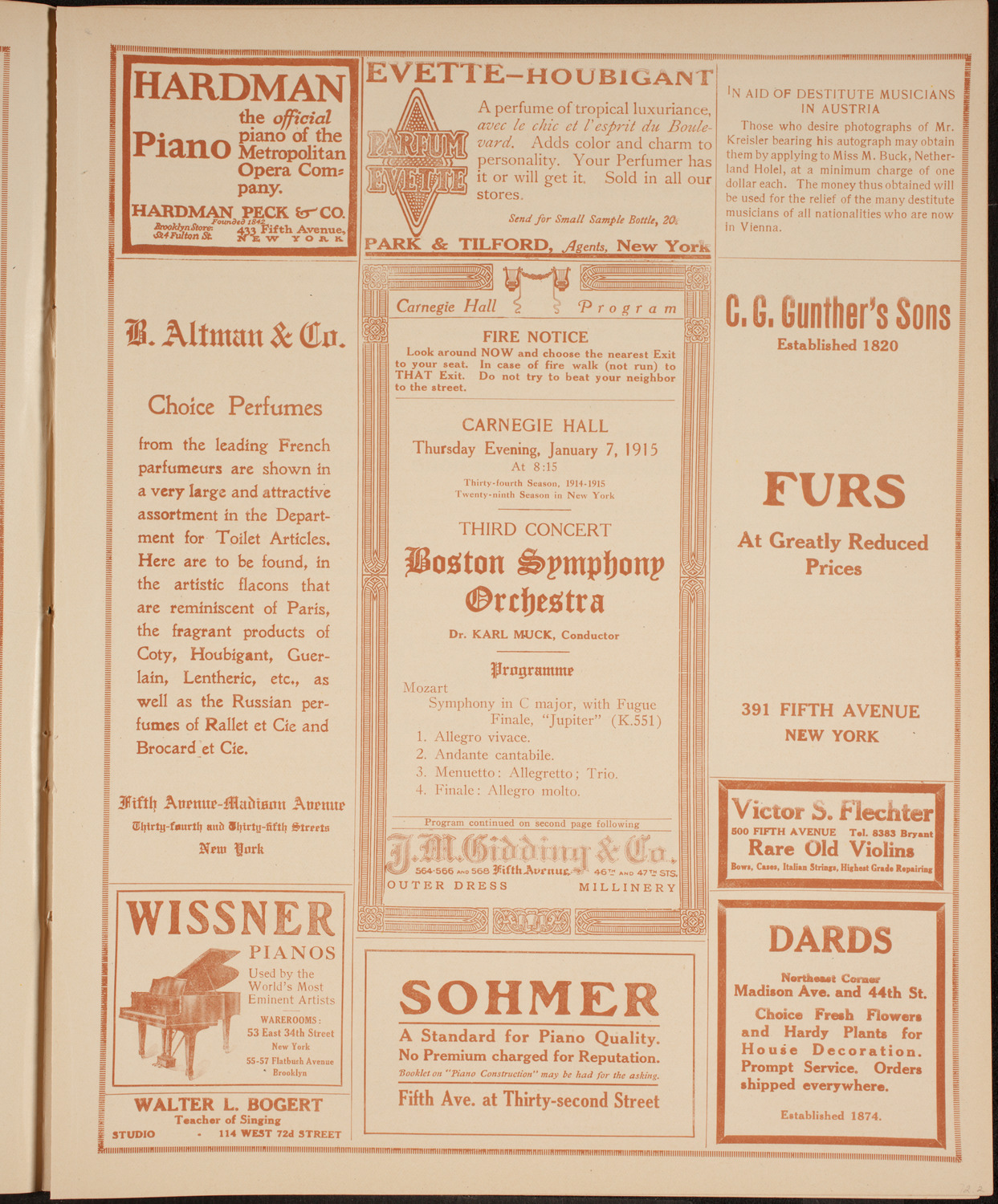 Boston Symphony Orchestra, January 7, 1915, program page 5