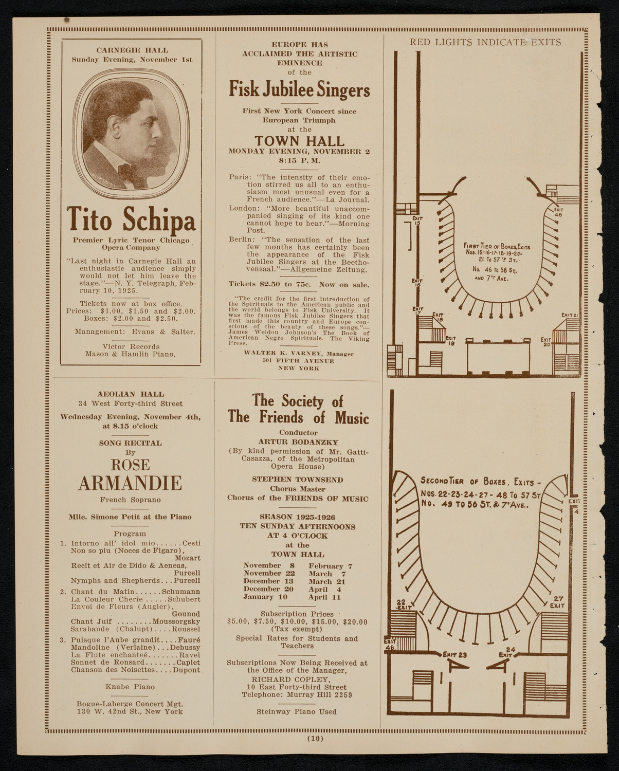 Louise Homer, Contralto, October 31, 1925, program page 10