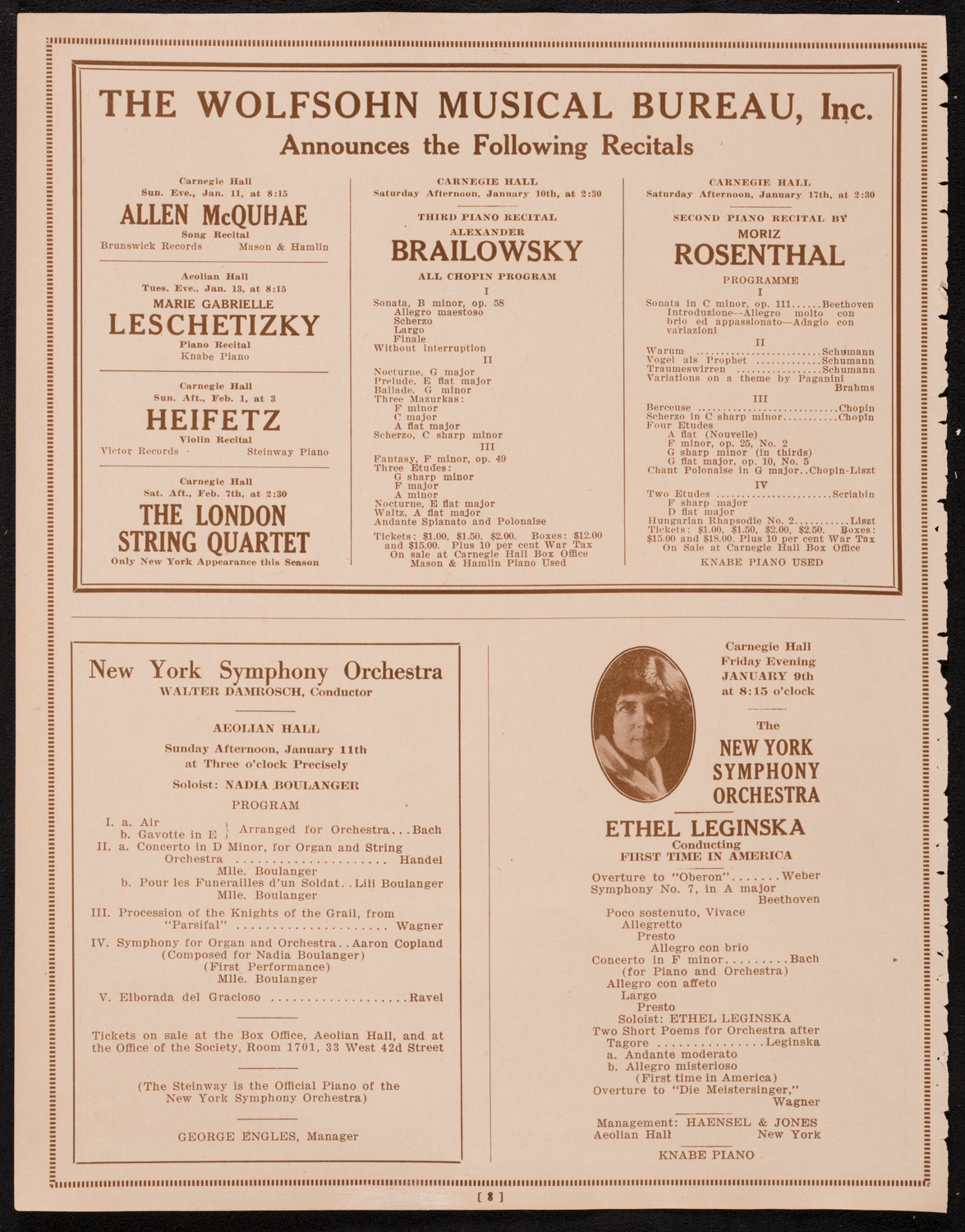 New York Symphony Orchestra, January 8, 1925, program page 8